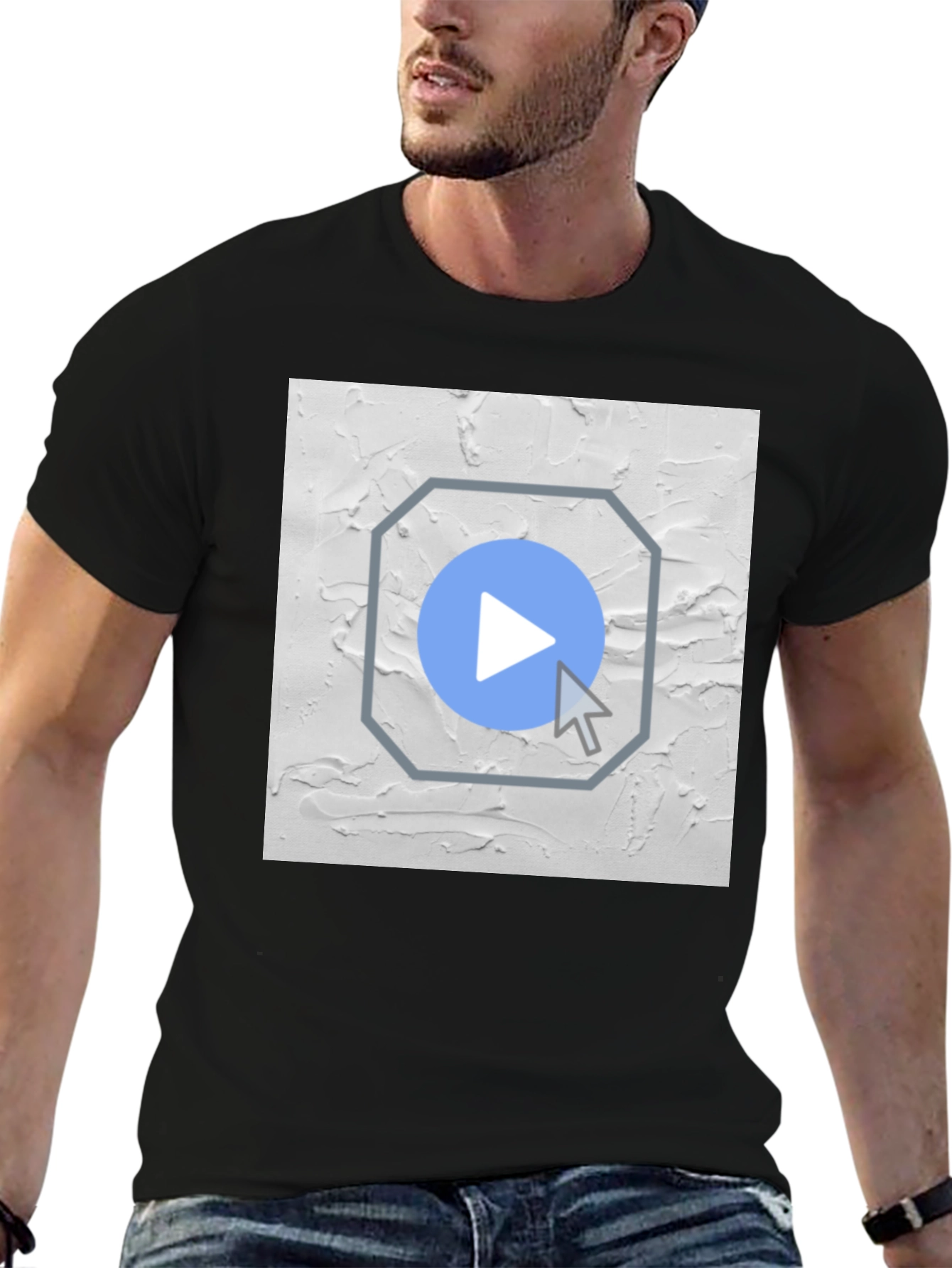 Abstract Play Button Graphic T-Shirt