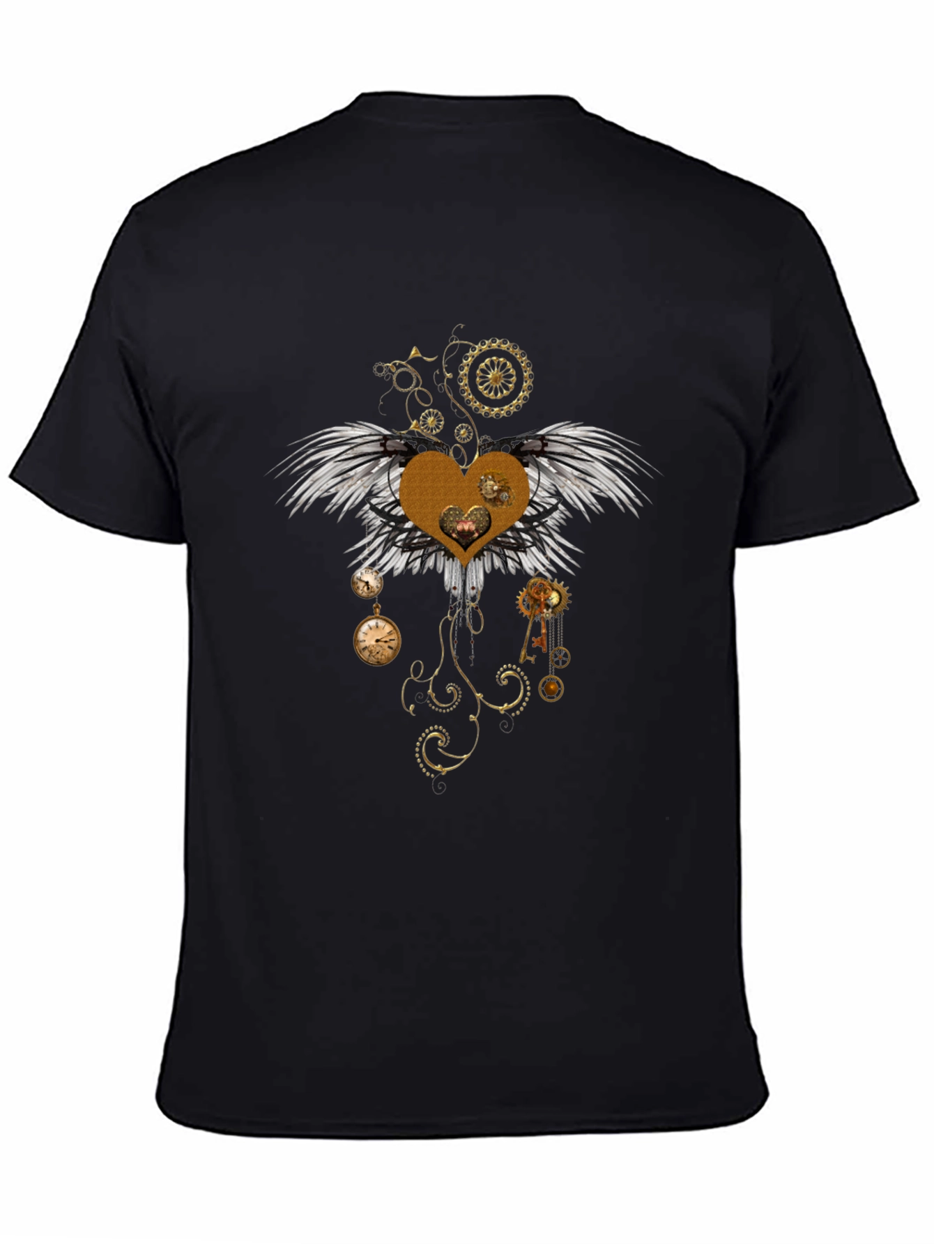 Steampunk Heart Wings Graphic Tee - Unique Design
