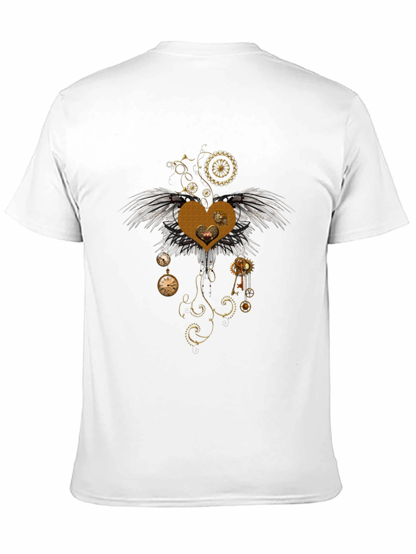Steampunk Heart Wings Graphic Tee - Unique Design