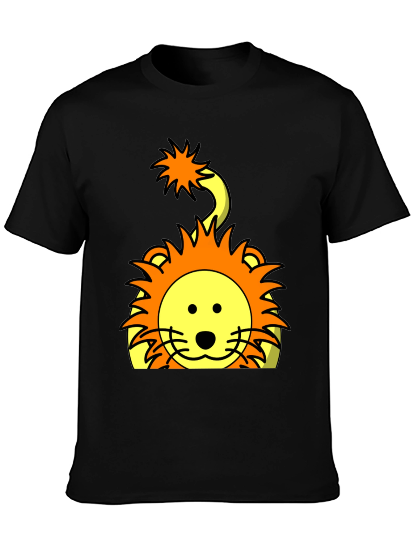 Cartoon Lion Graphic T-Shirt - Black