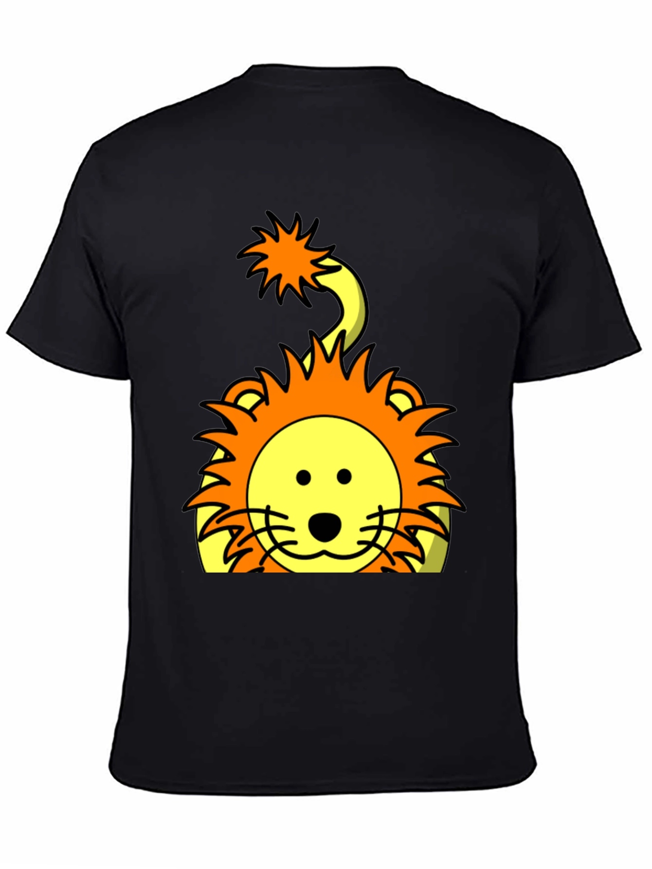 Cartoon Lion Graphic T-Shirt - Black