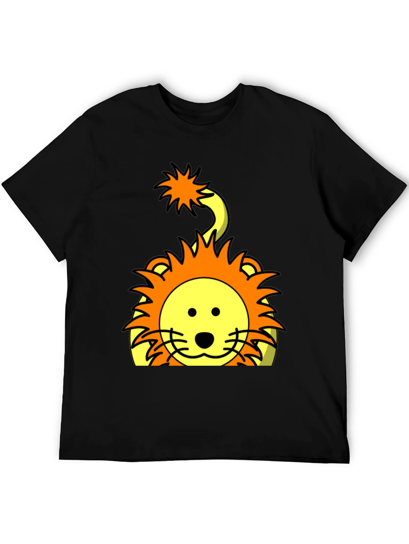 Cartoon Lion Graphic T-Shirt - Black