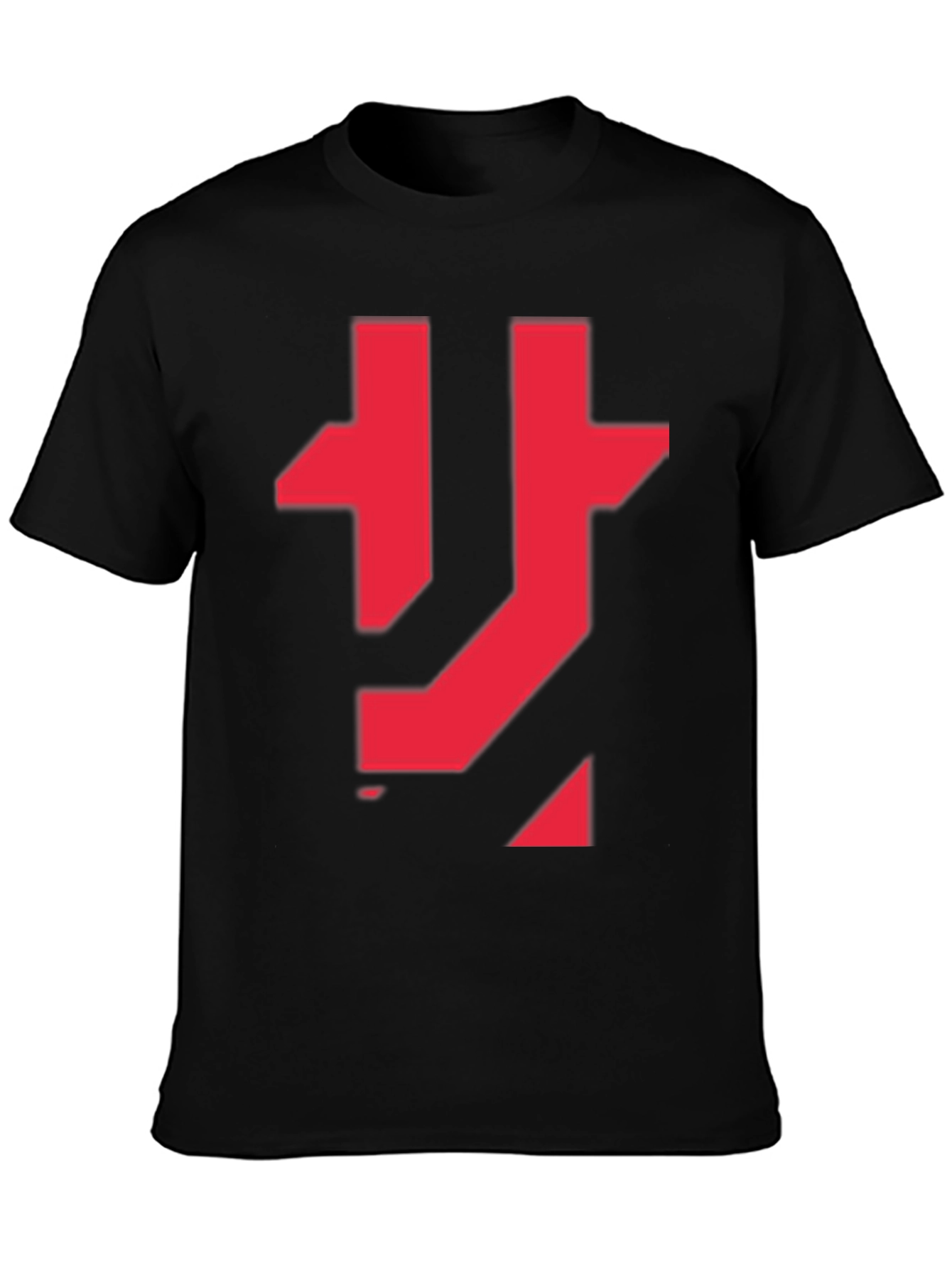 Abstract Red Graphic Print Black T-Shirt