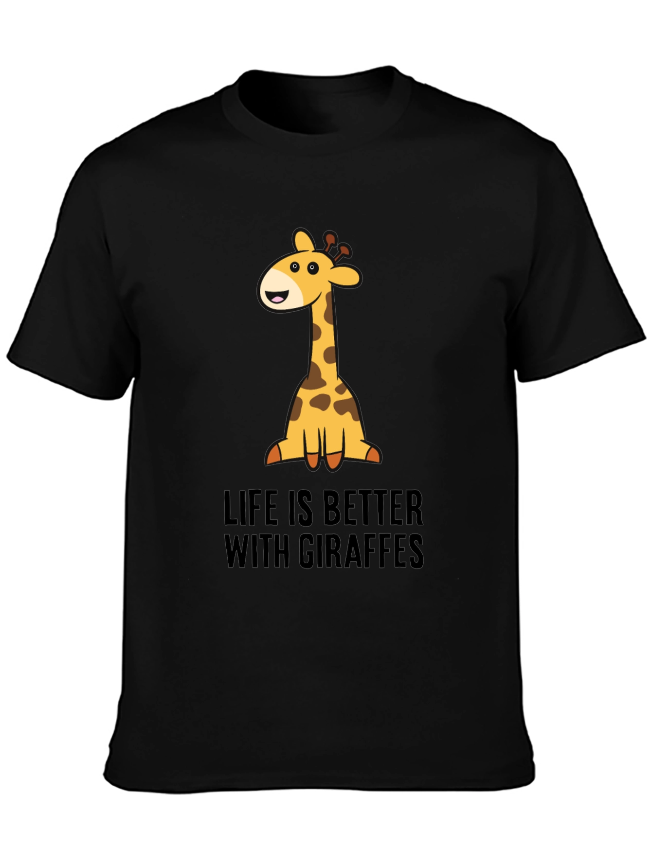 Giraffe Life Graphic Tee - Black Cotton T-Shirt