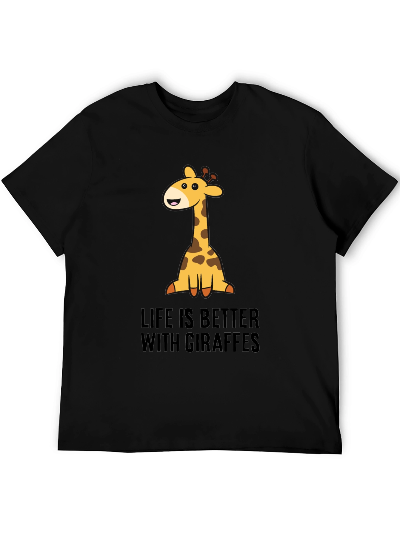 Giraffe Life Graphic Tee - Black Cotton T-Shirt