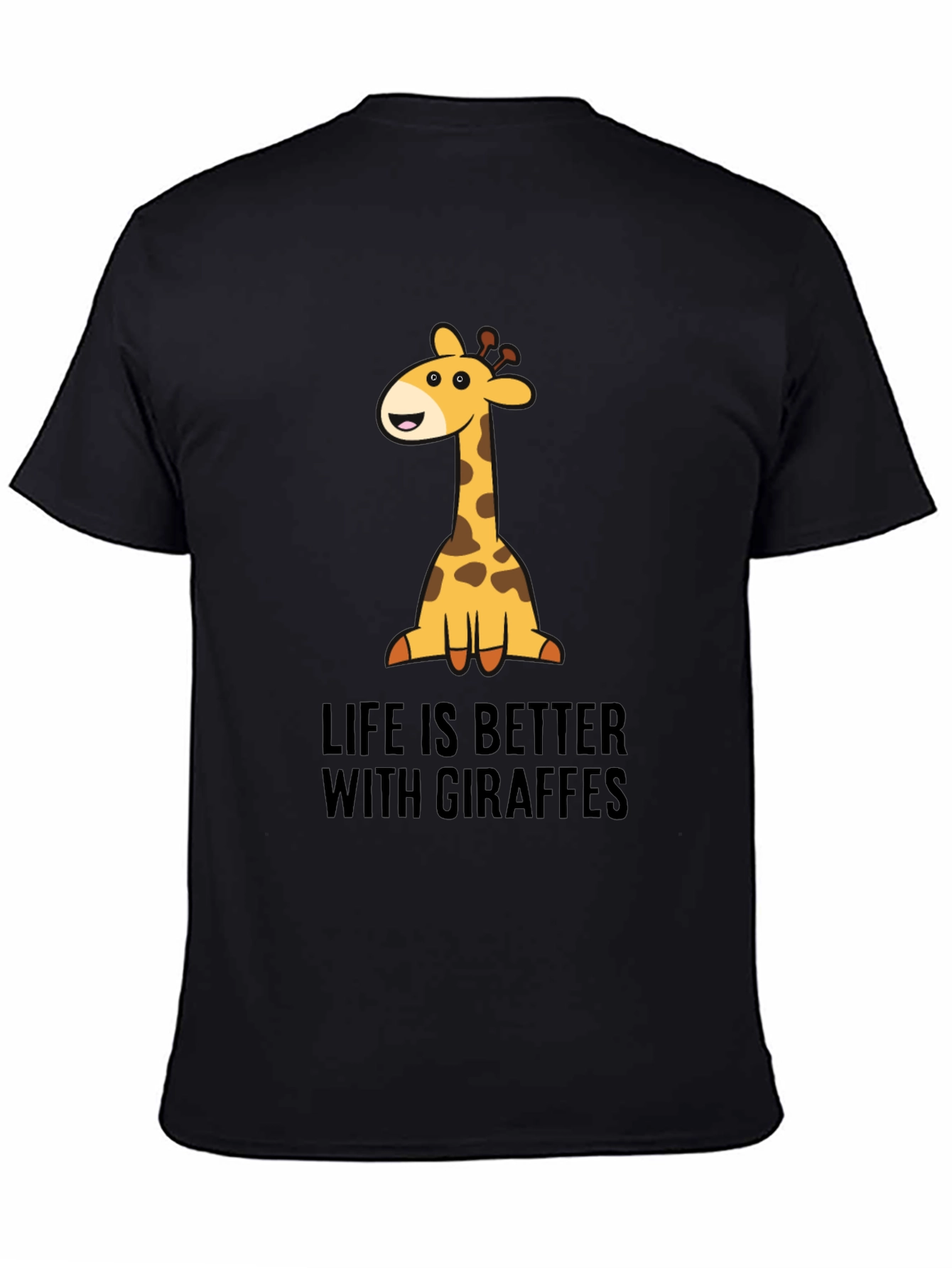Giraffe Life Graphic Tee - Black Cotton T-Shirt