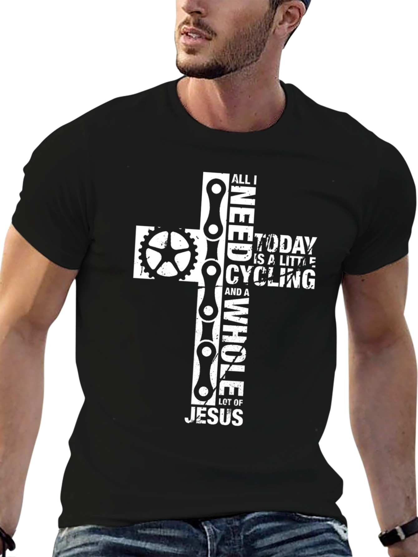 Cycling & Jesus T-Shirt: Faith-Based Biker Tee