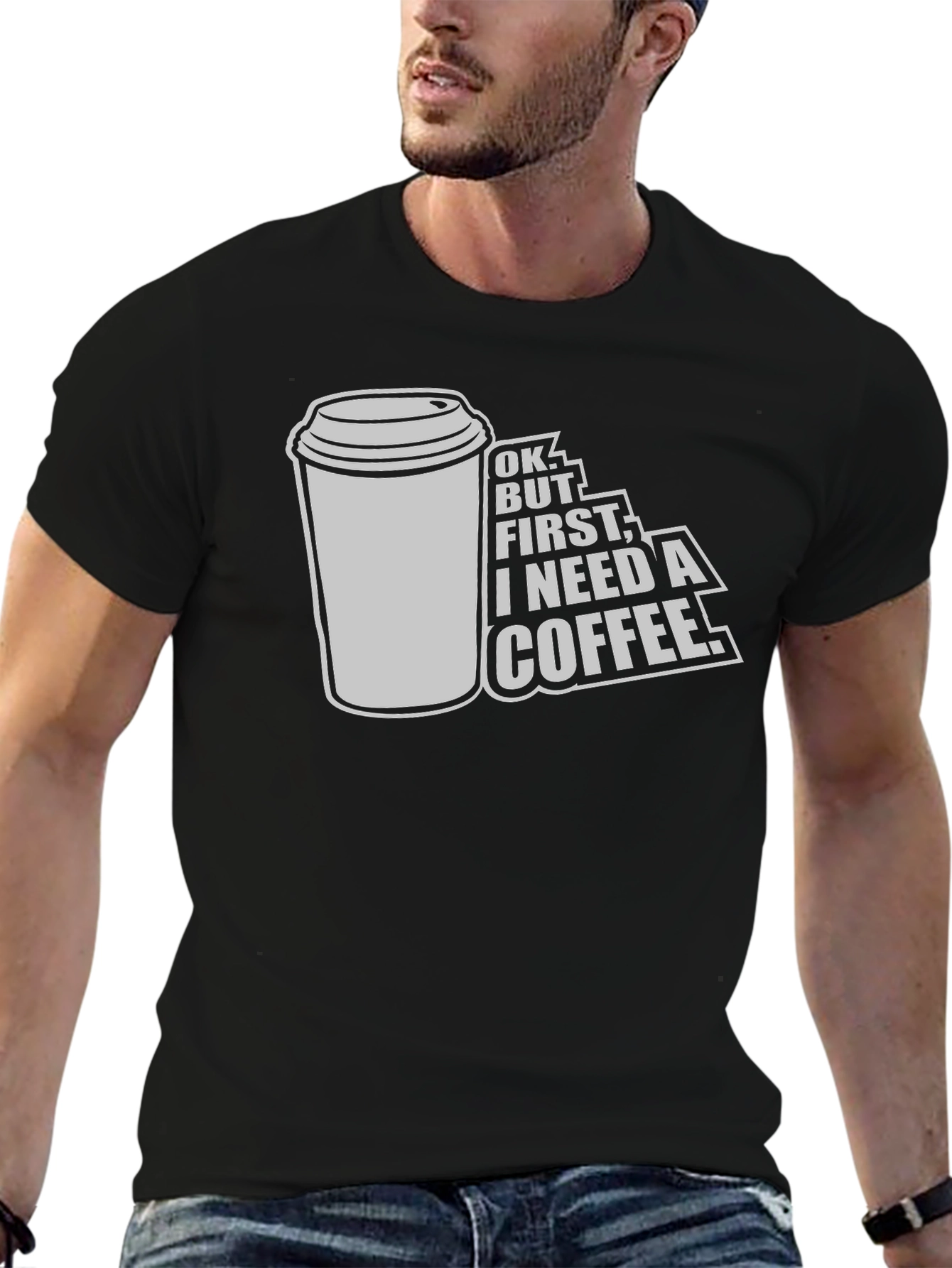 Coffee First Graphic Tee - Unisex Black T-Shirt