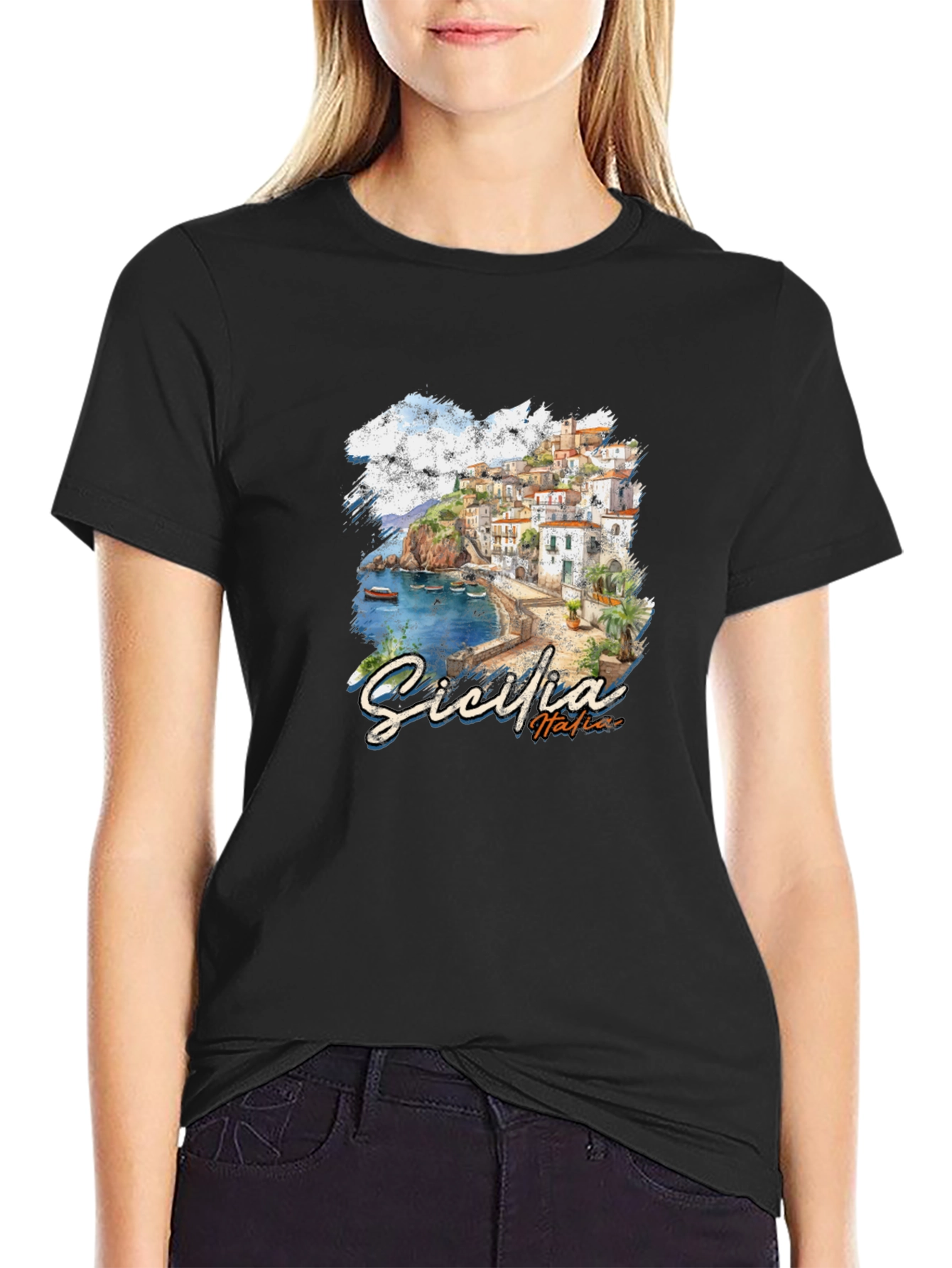 Sicilia Italia Black Graphic Tee