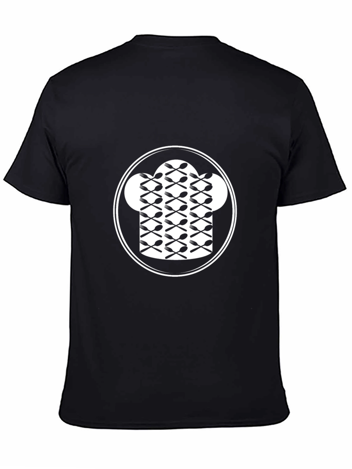 Chef Hat Spoon Graphic Tee - Black Cotton T-Shirt