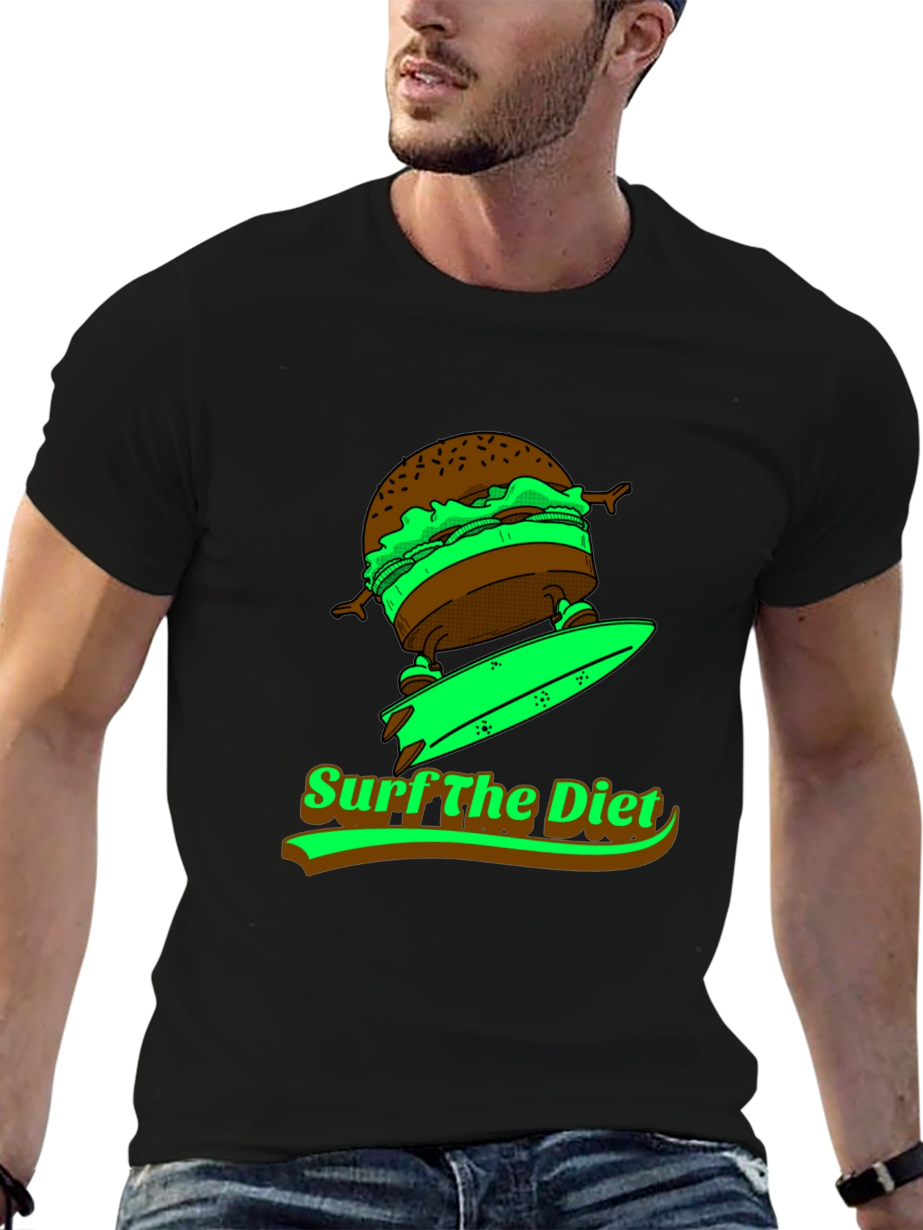 Surf the Diet Black T-Shirt