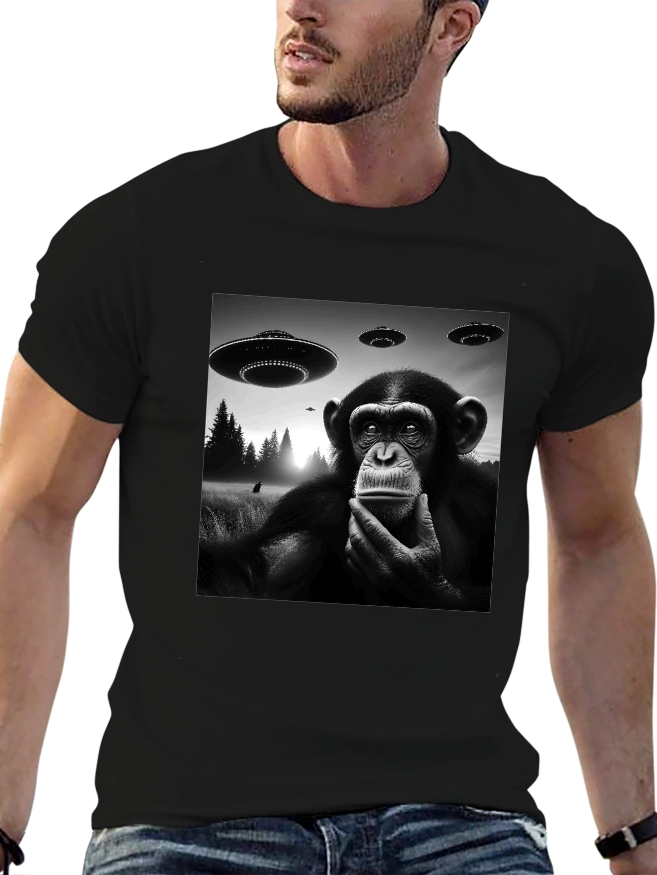 UFO Monkey T-Shirt - Black