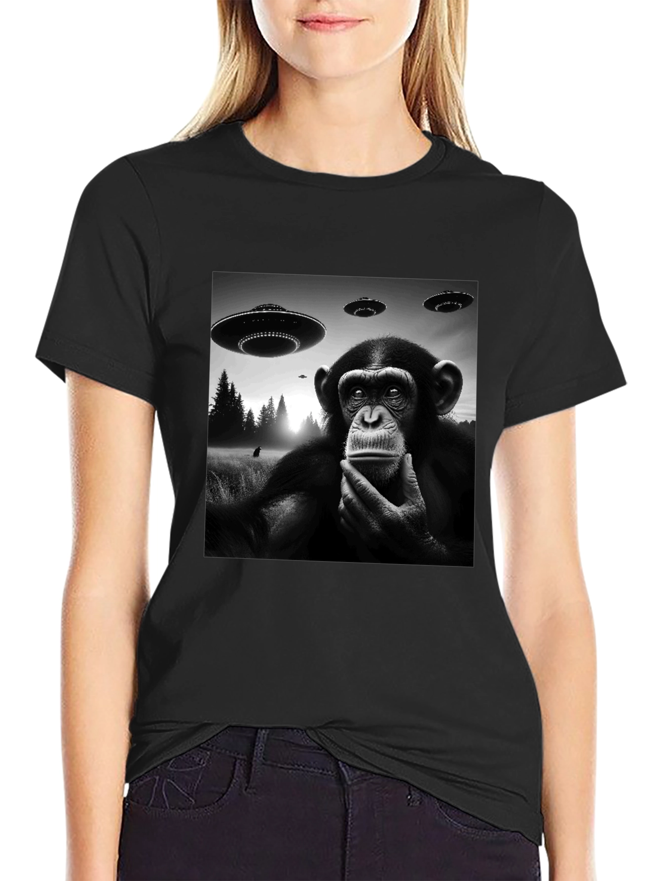 UFO Monkey T-Shirt - Black