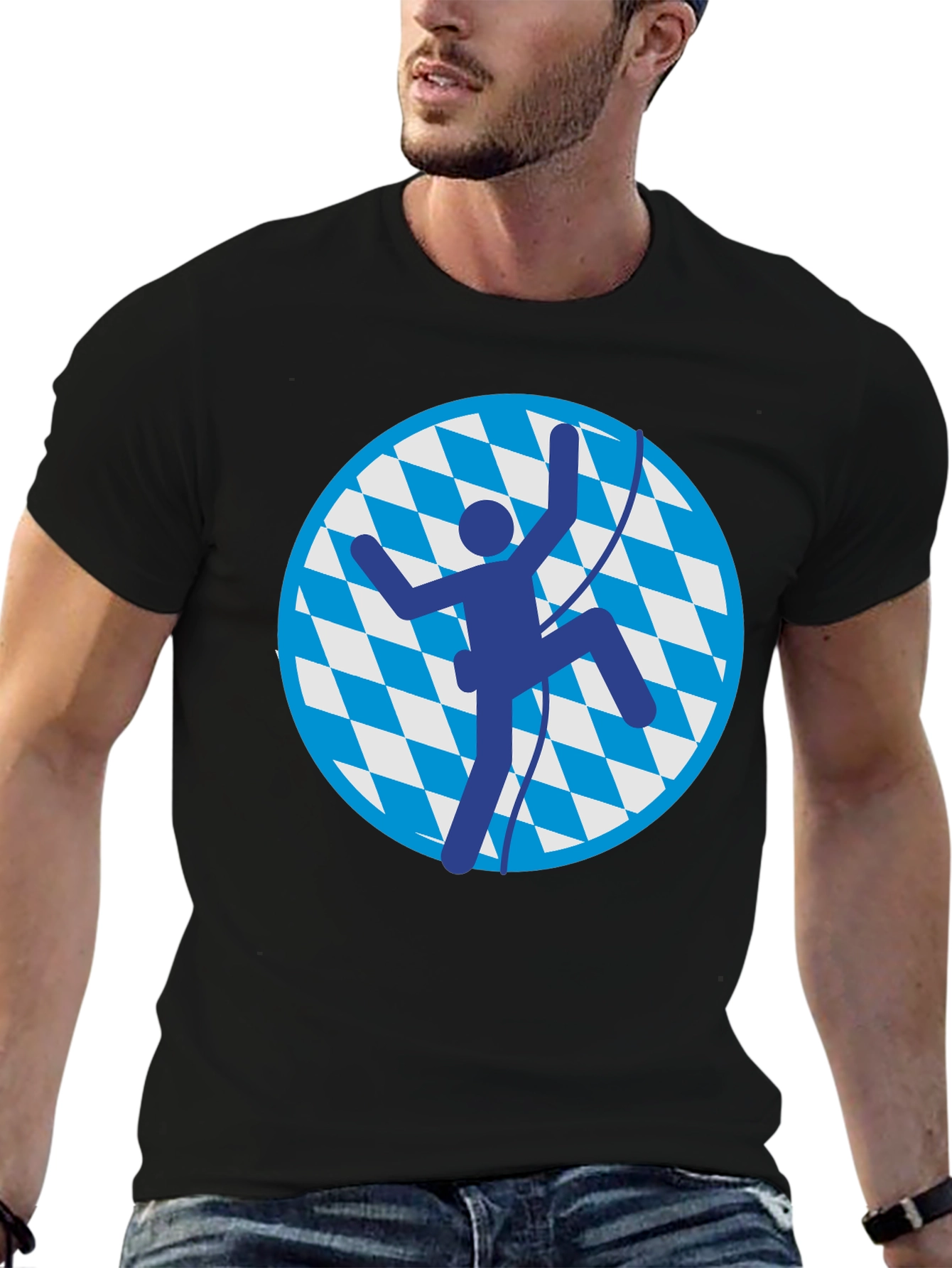 Climbing Bavarian T-Shirt - Black Cotton Tee