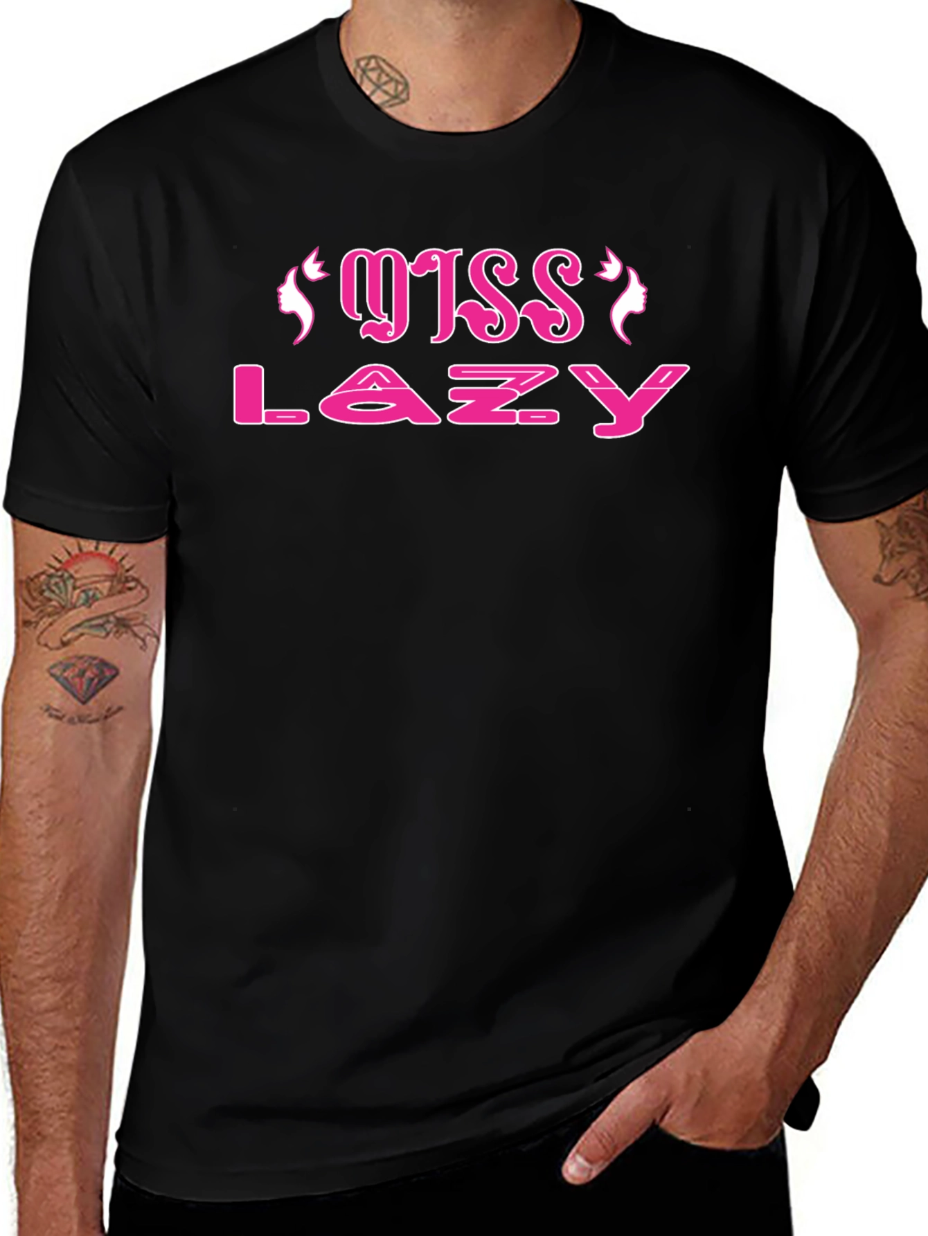 Miss Lazy Black Cotton Tee