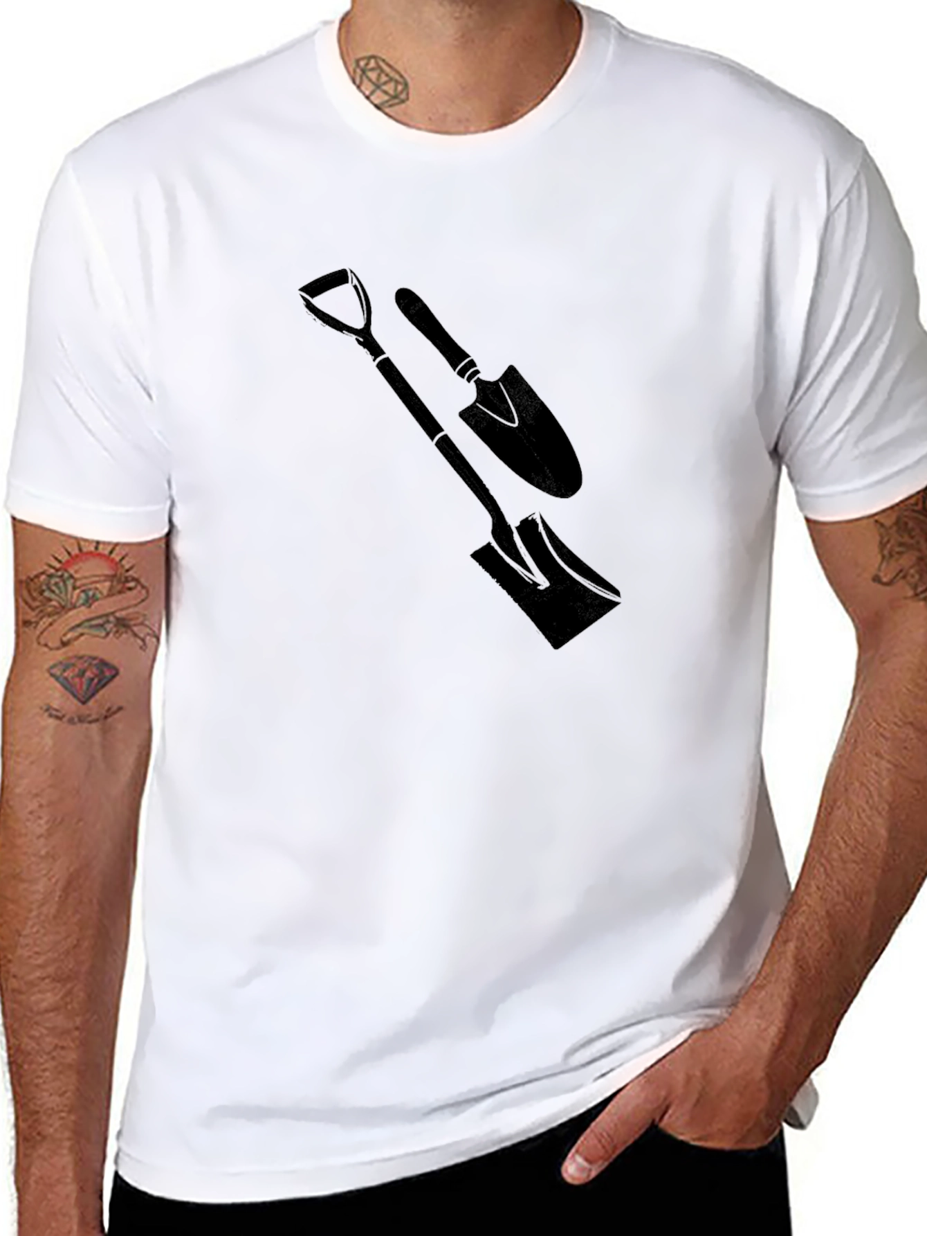 Mens Black T-Shirt with Spade Graphic