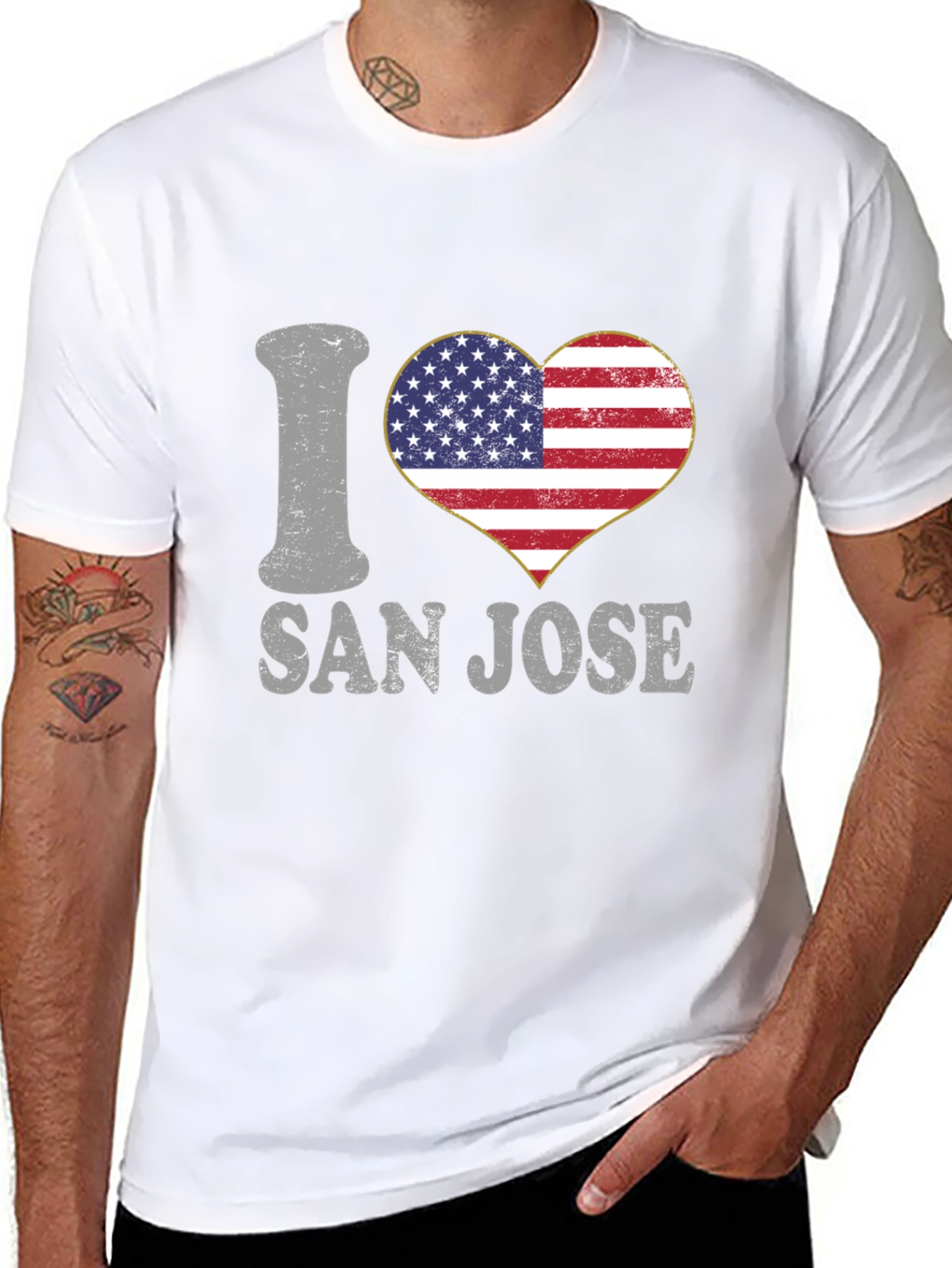 I Heart San Jose T-Shirt American Flag Heart