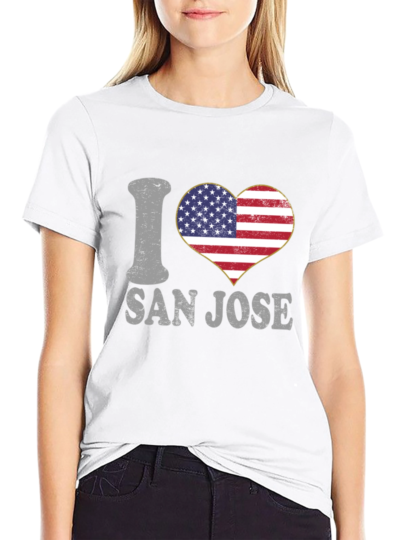 I Heart San Jose T-Shirt American Flag Heart