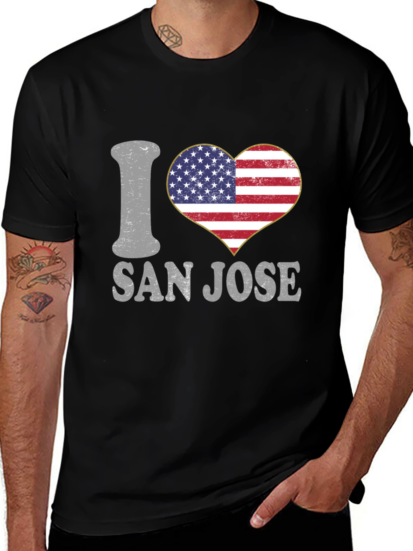 I Heart San Jose T-Shirt American Flag Heart