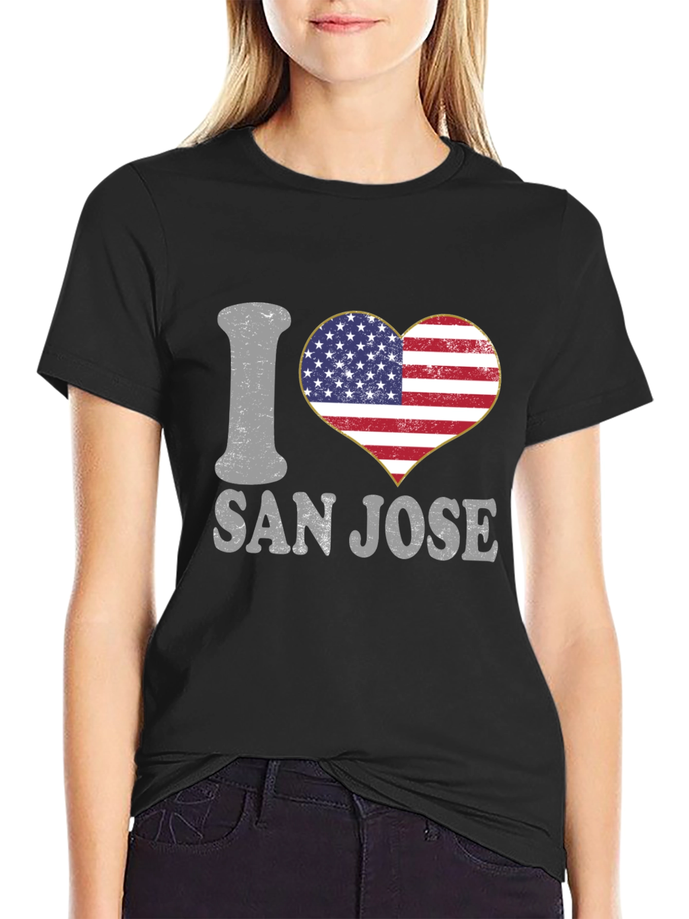 I Heart San Jose T-Shirt American Flag Heart