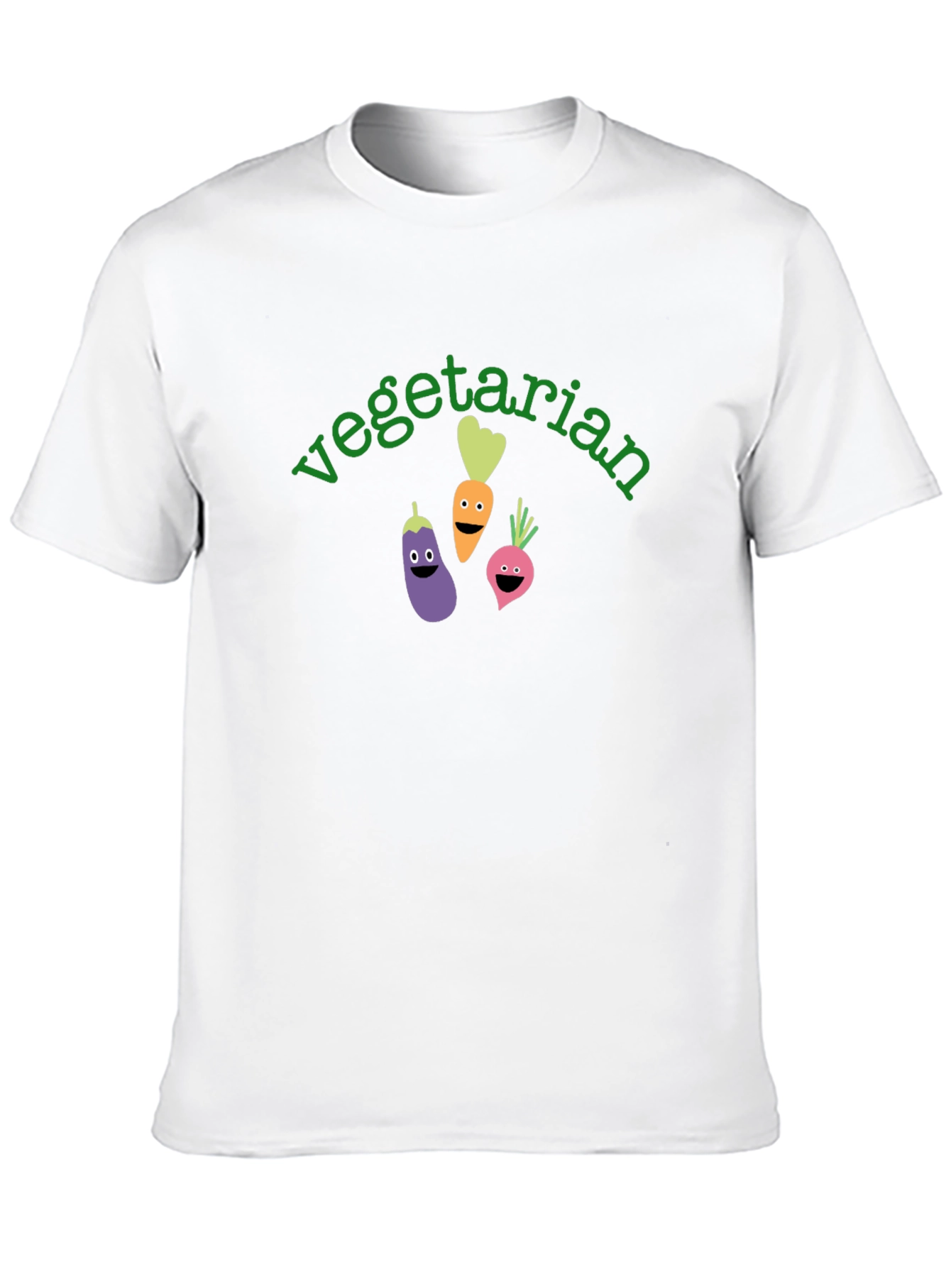 Vegetarian Cartoon Vegetable Graphic Black T-Shirt
