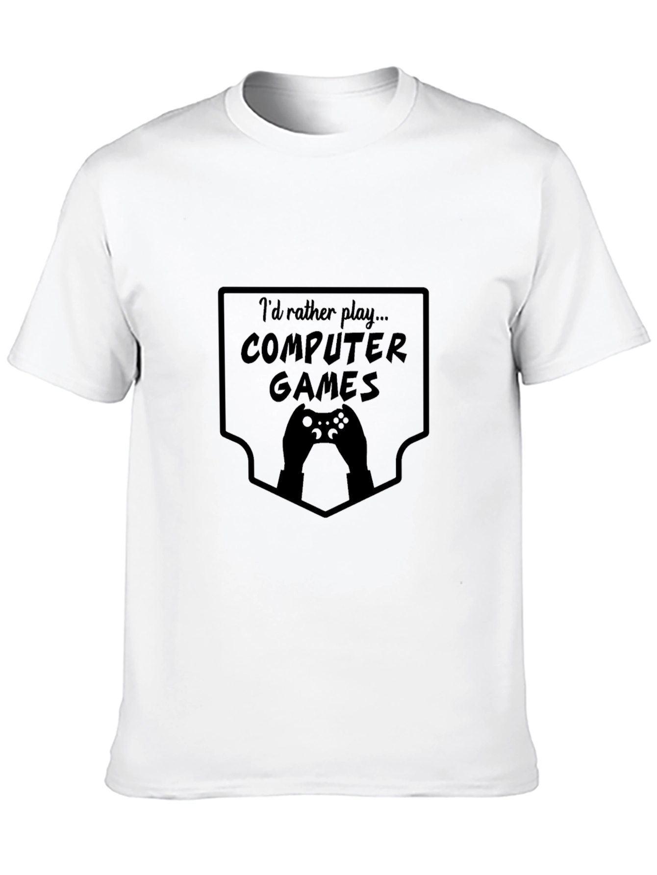 Gamer Tee: Id Rather Play Computer Games Black T-Shirt