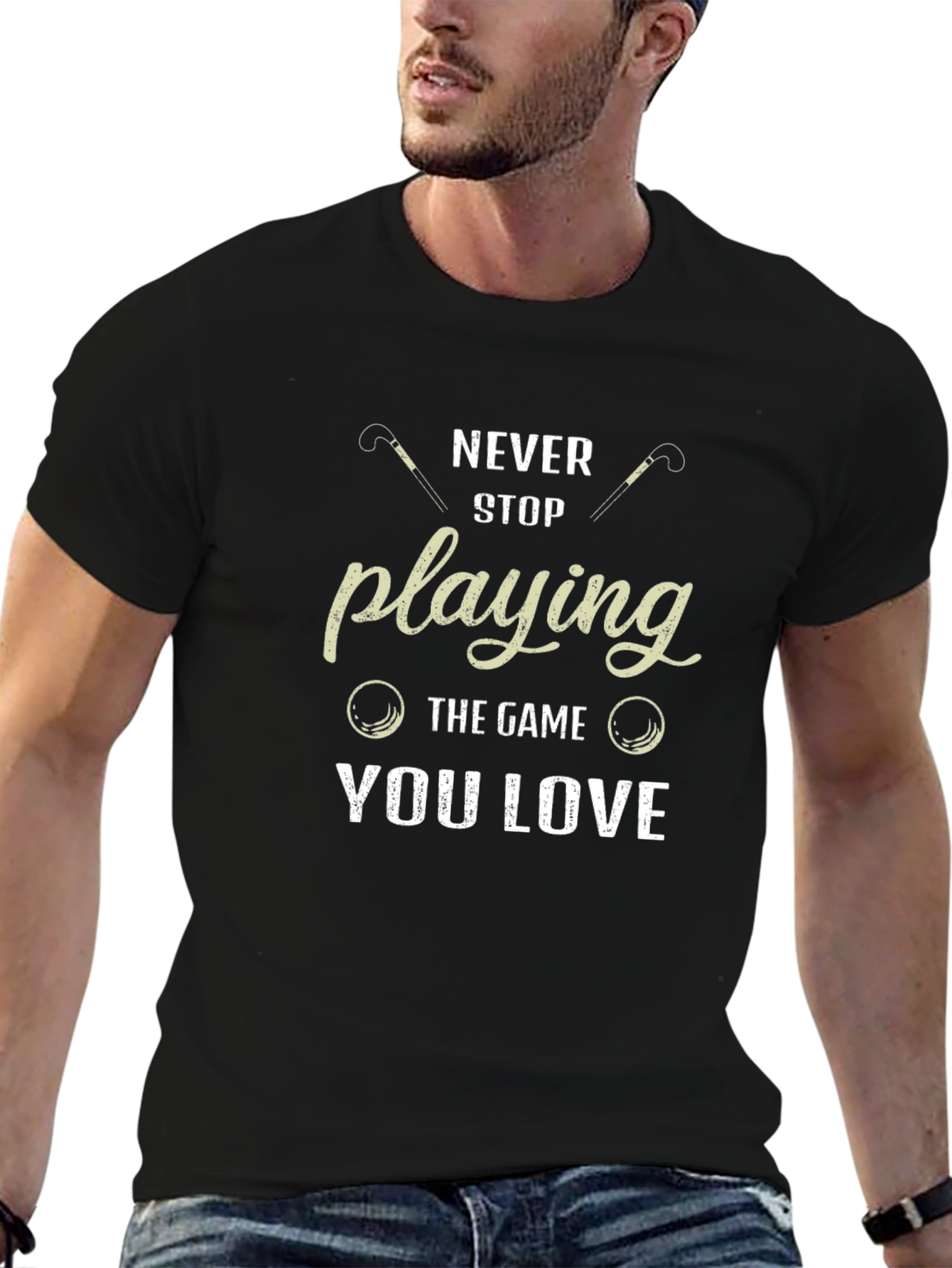 Never Stop Playing Black T-Shirt