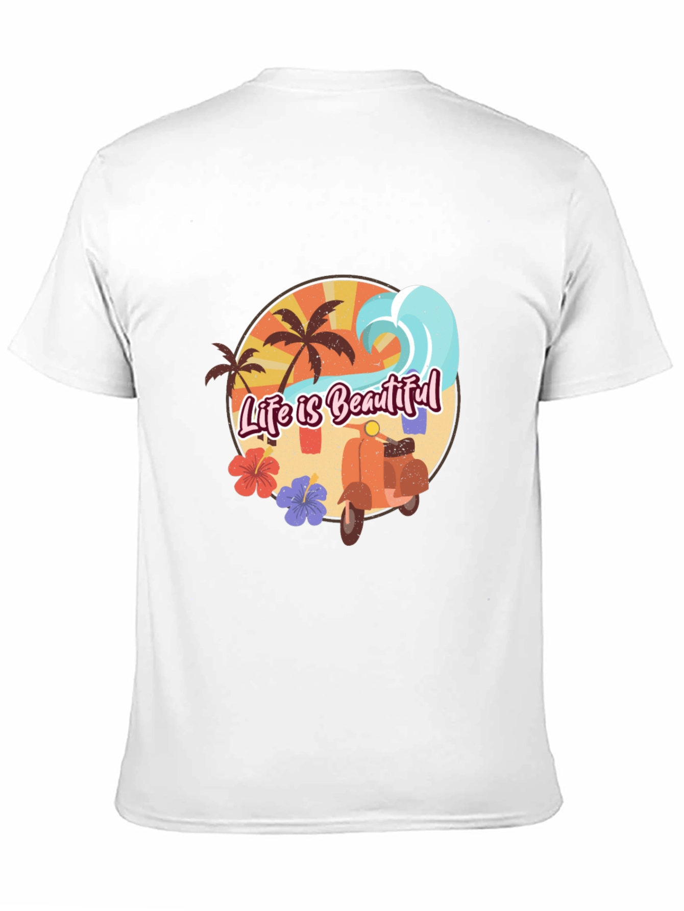 Life is Beautiful Beach T-Shirt Scooter Graphic Tee