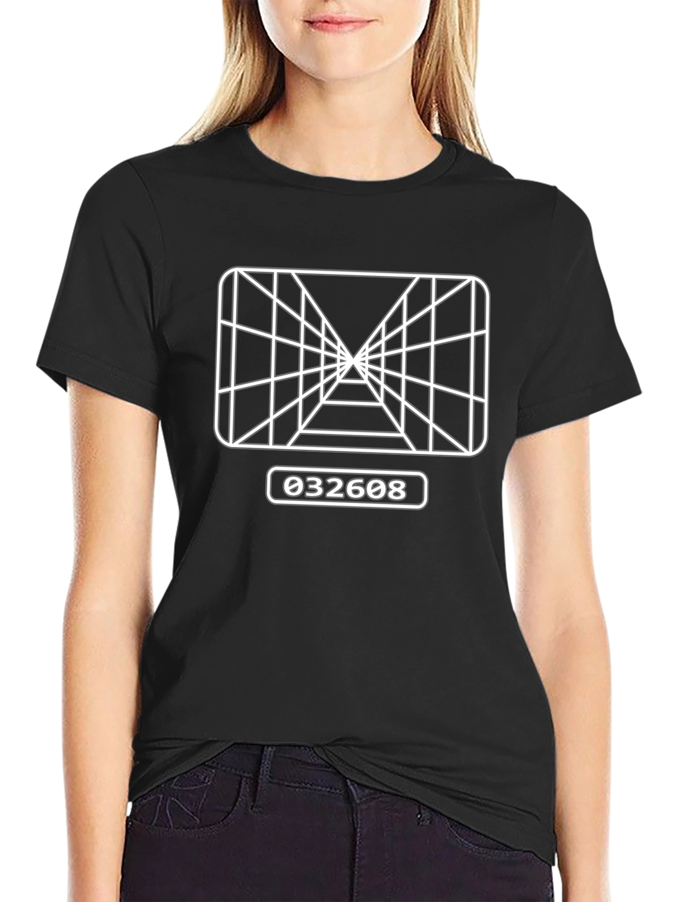 Retro Arcade Grid T-Shirt - Black
