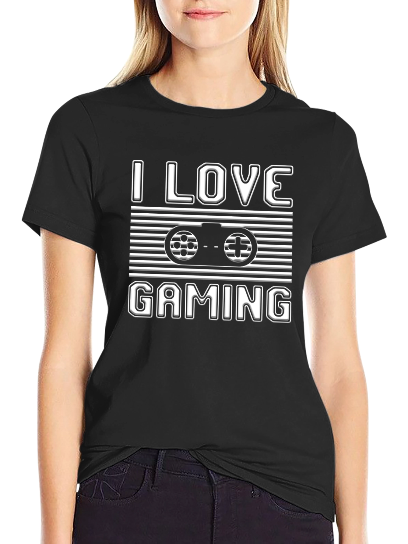 I Love Gaming T-Shirt Black Cotton Gamer Tee