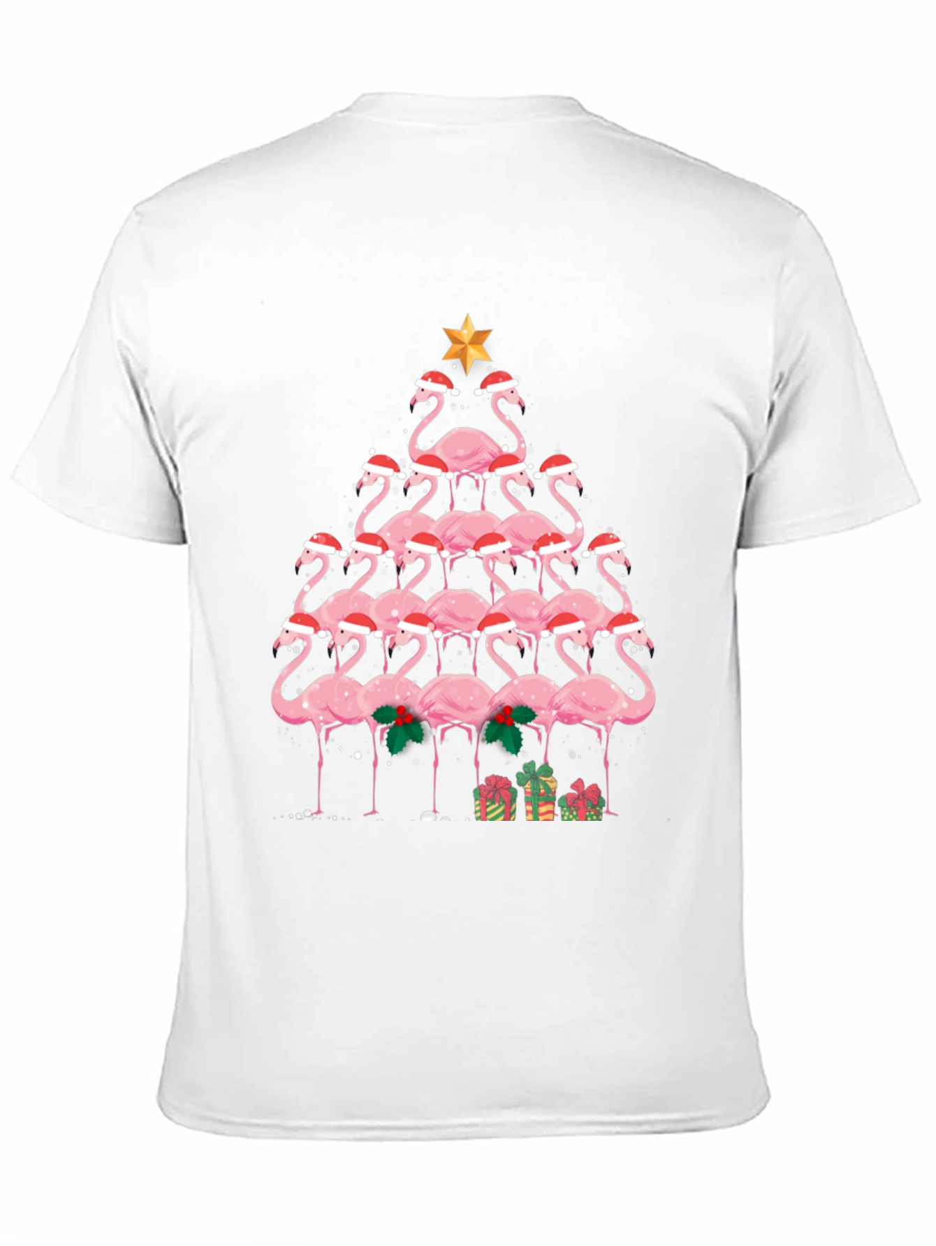 Festive Flamingo Christmas Tree Graphic Tee