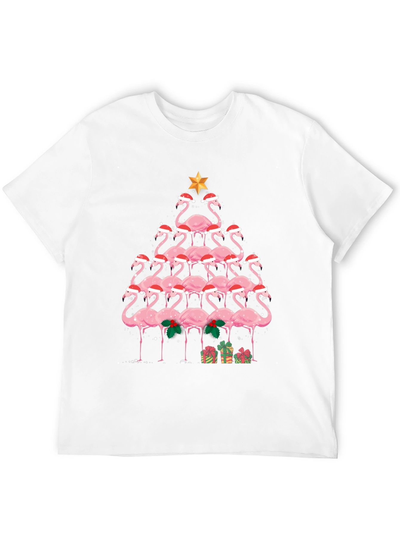 Festive Flamingo Christmas Tree Graphic Tee