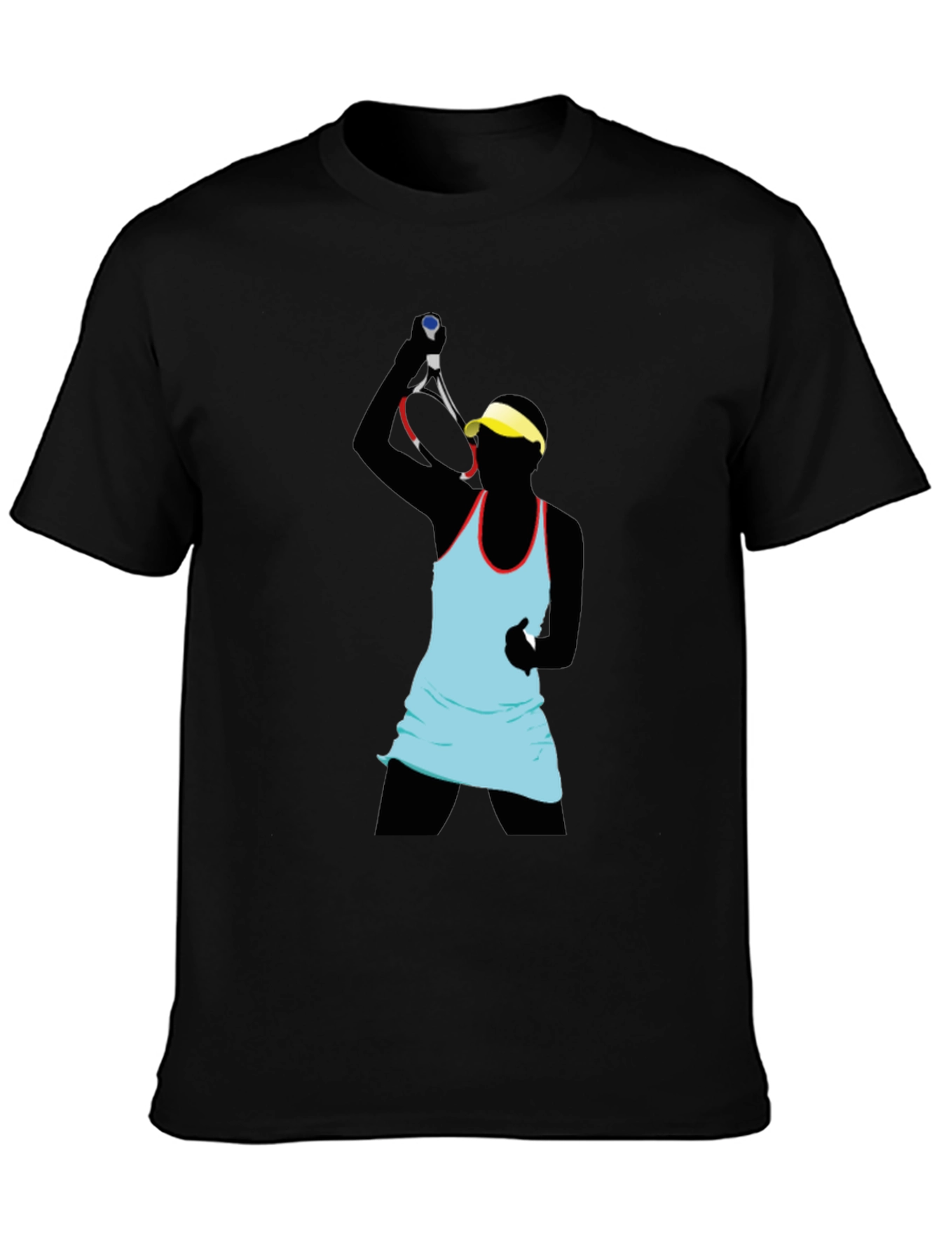 Tennis Player Graphic Tee - Black Cotton Blend