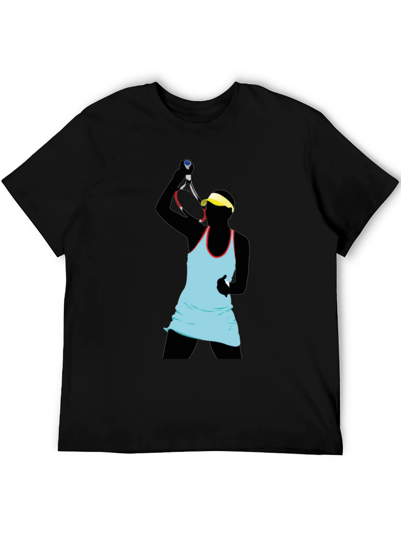 Tennis Player Graphic Tee - Black Cotton Blend
