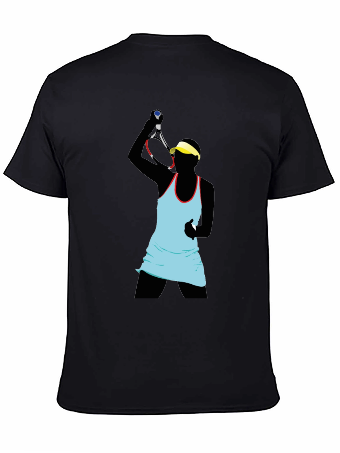 Tennis Player Graphic Tee - Black Cotton Blend