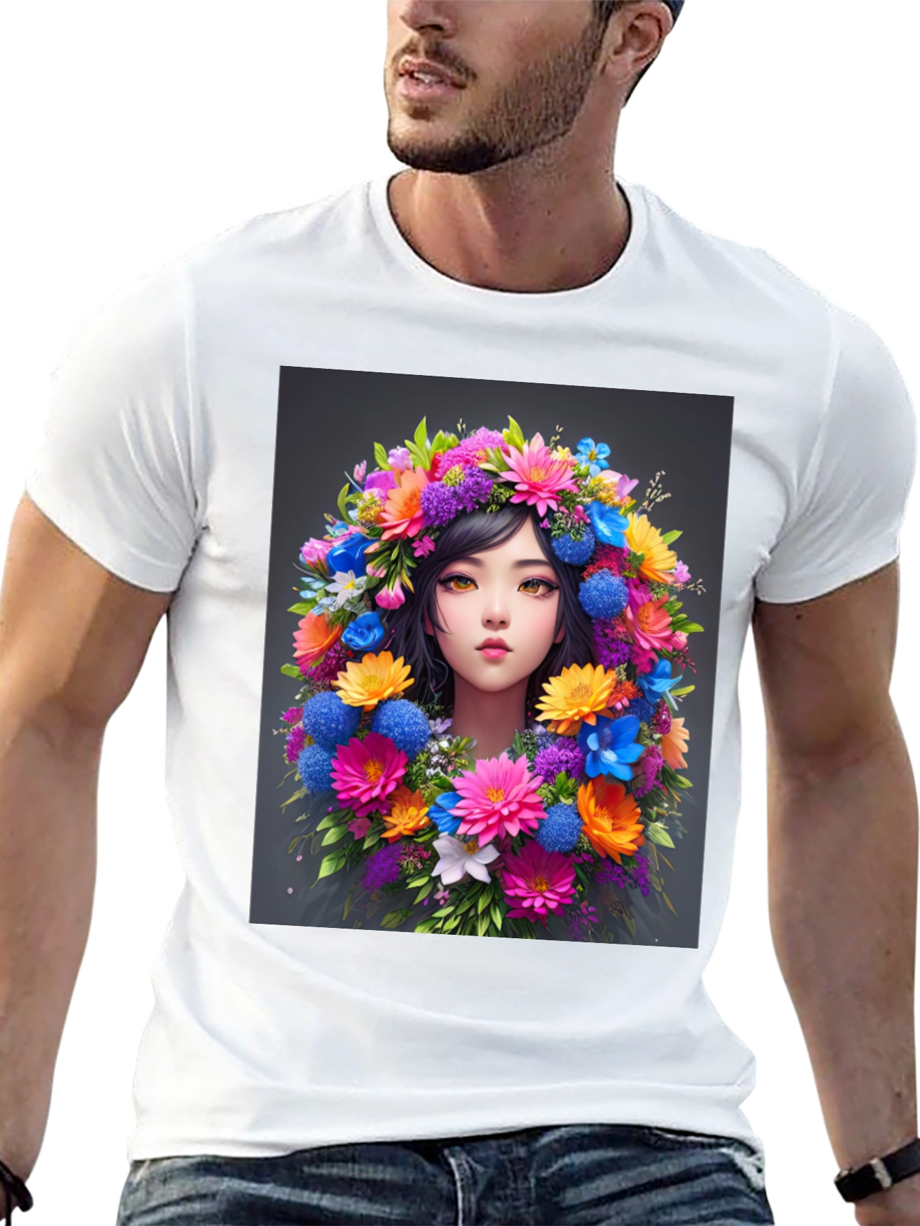 Floral Woman Graphic Tee - Stylish & Unique