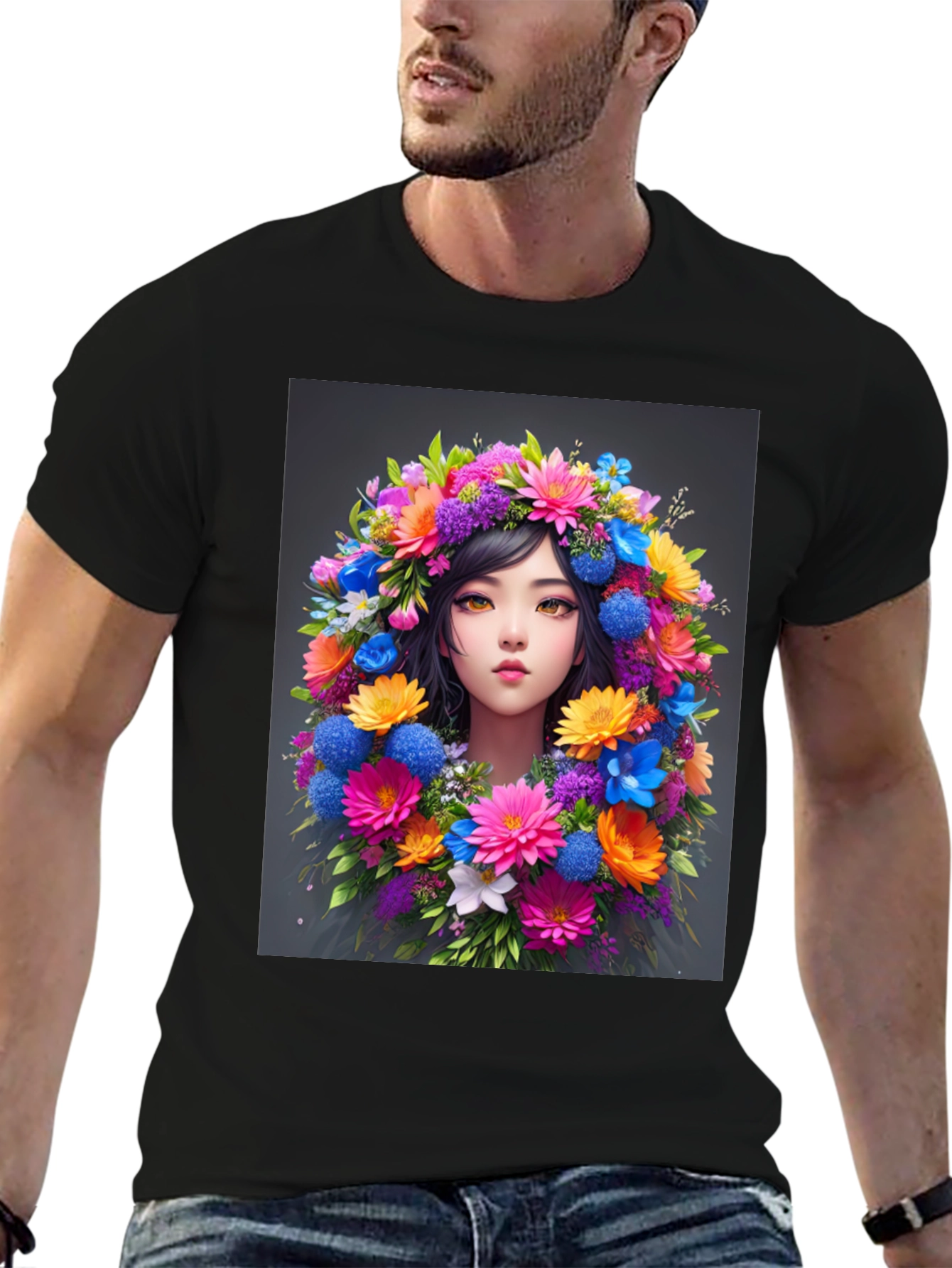 Floral Woman Graphic Tee - Stylish & Unique