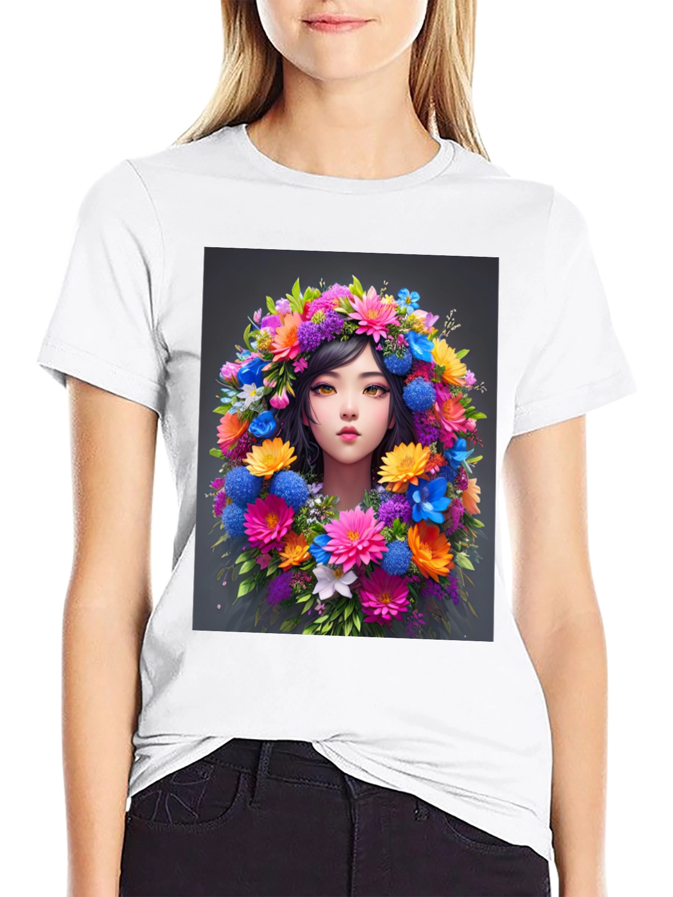 Floral Woman Graphic Tee - Stylish & Unique