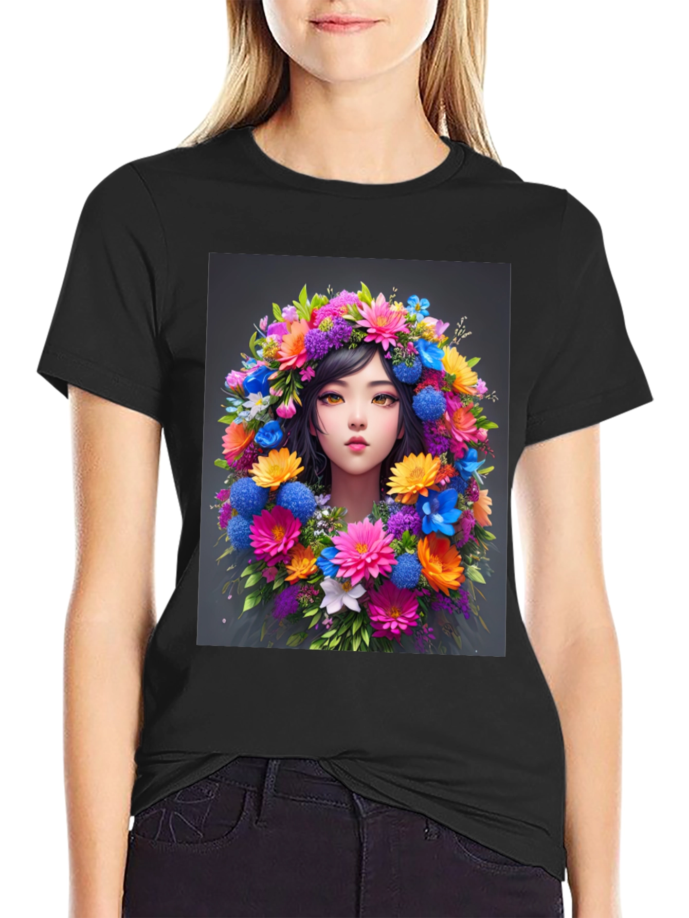Floral Woman Graphic Tee - Stylish & Unique