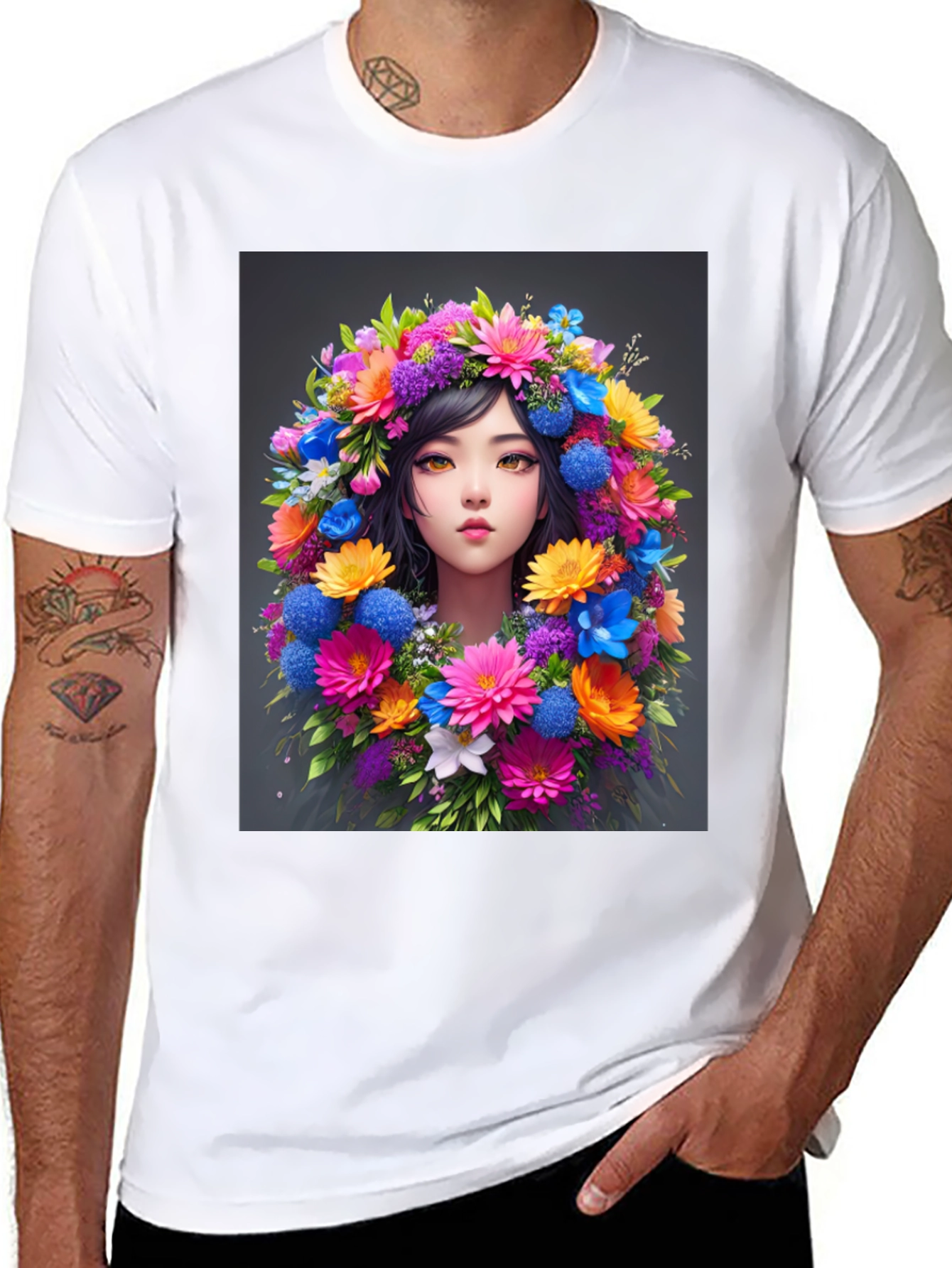 Floral Woman Graphic Tee - Stylish & Unique