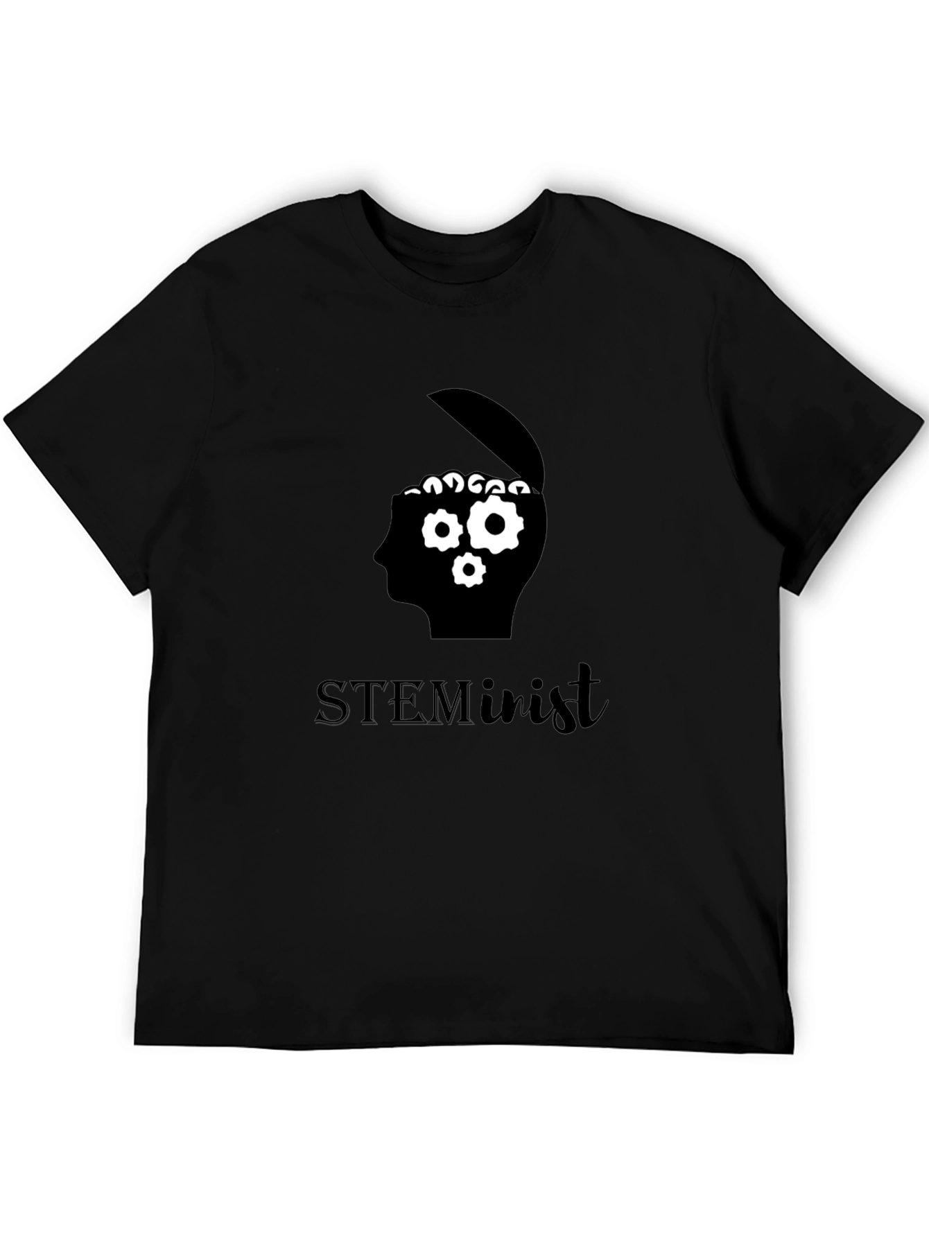 STEMinist Brain Gears Graphic Tee - Black Cotton T-Shirt