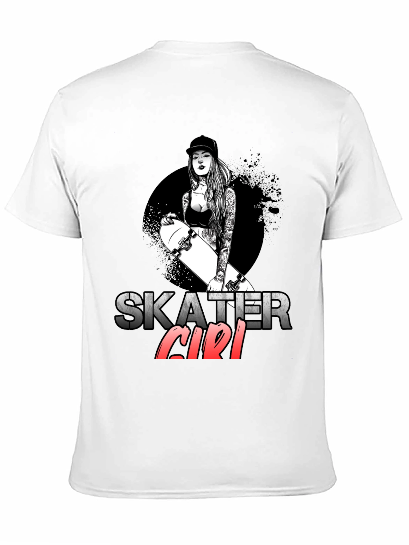 Skater Girl Graphic T-Shirt - Trendy Black Tee