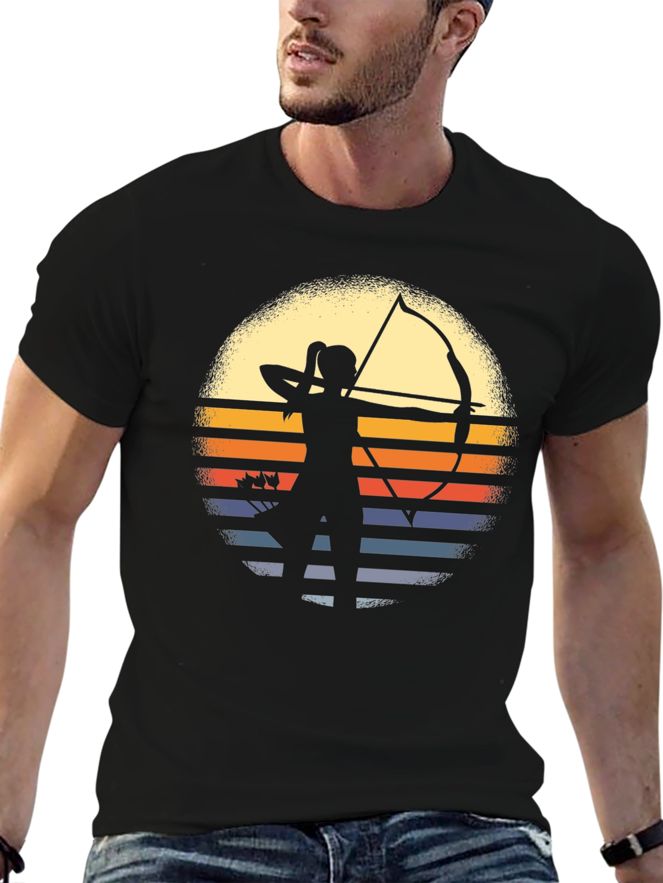 Archery Sunset Graphic Tee - Bow & Arrow Silhouette