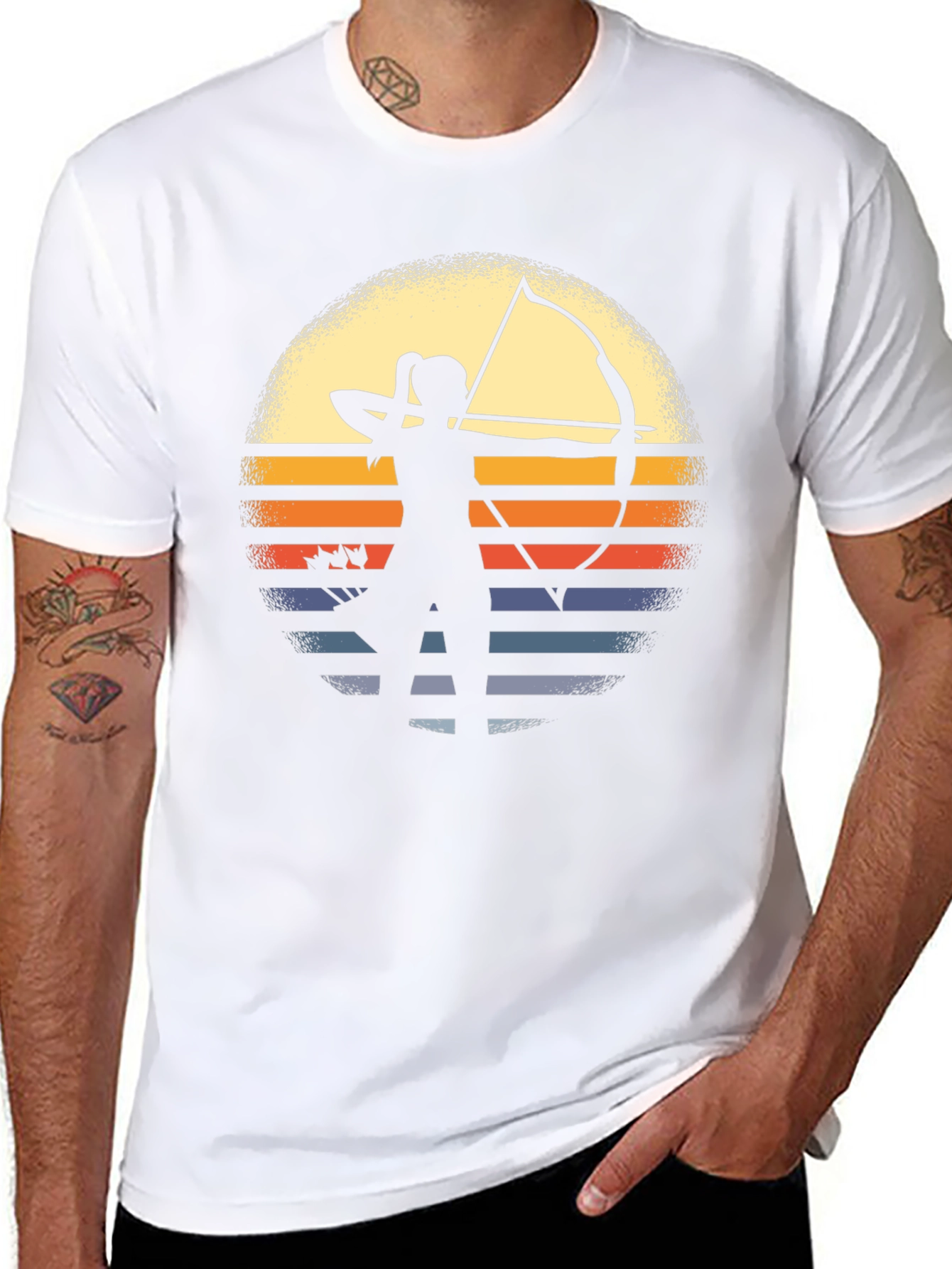 Archery Sunset Graphic Tee - Bow & Arrow Silhouette