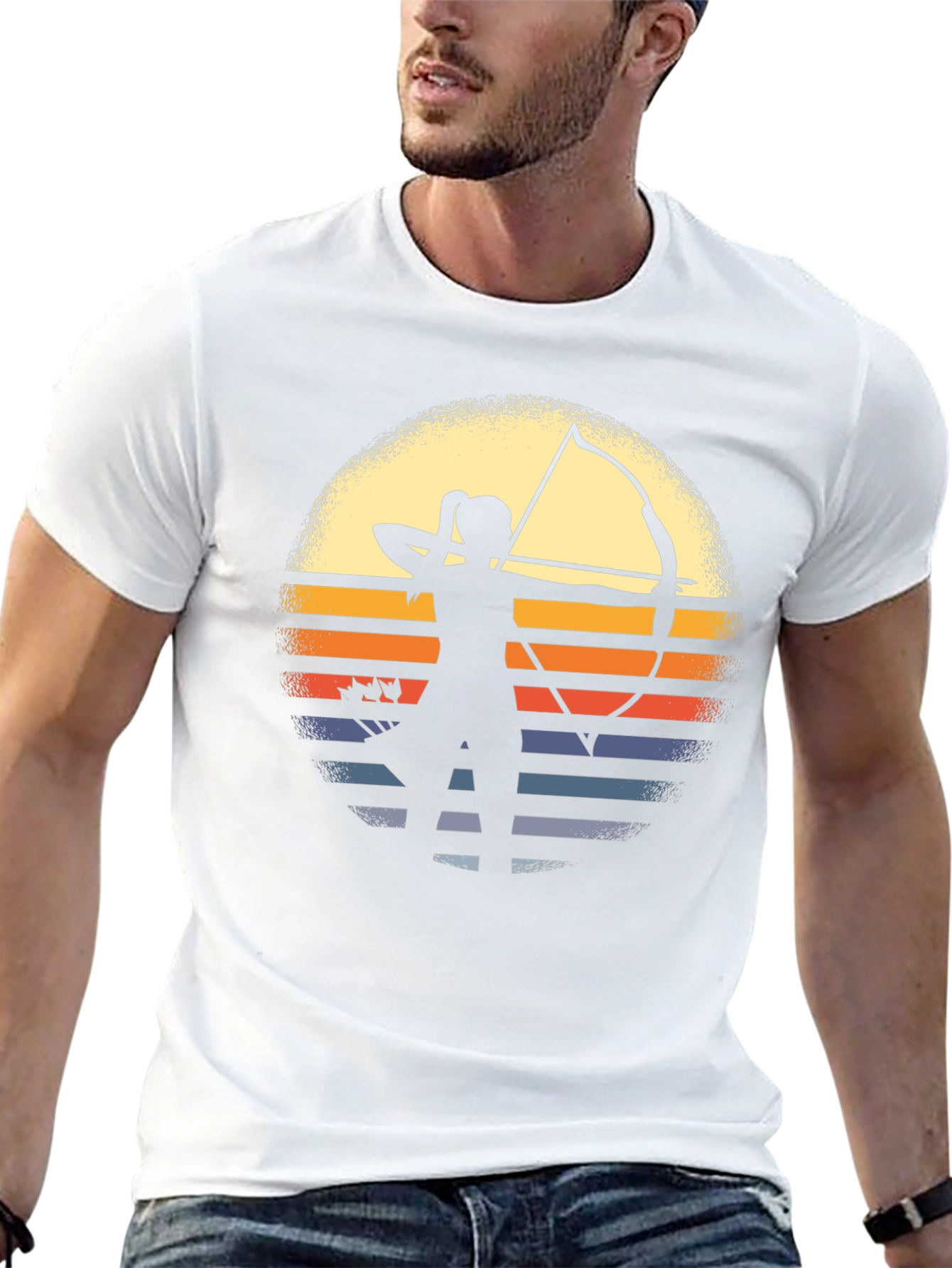 Archery Sunset Graphic Tee - Bow & Arrow Silhouette