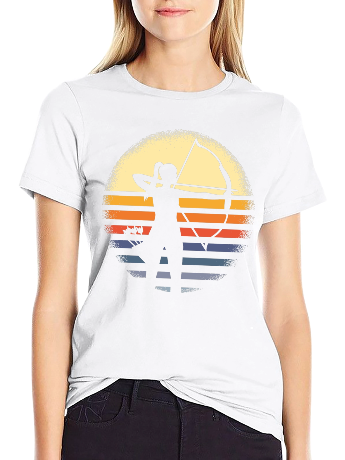 Archery Sunset Graphic Tee - Bow & Arrow Silhouette