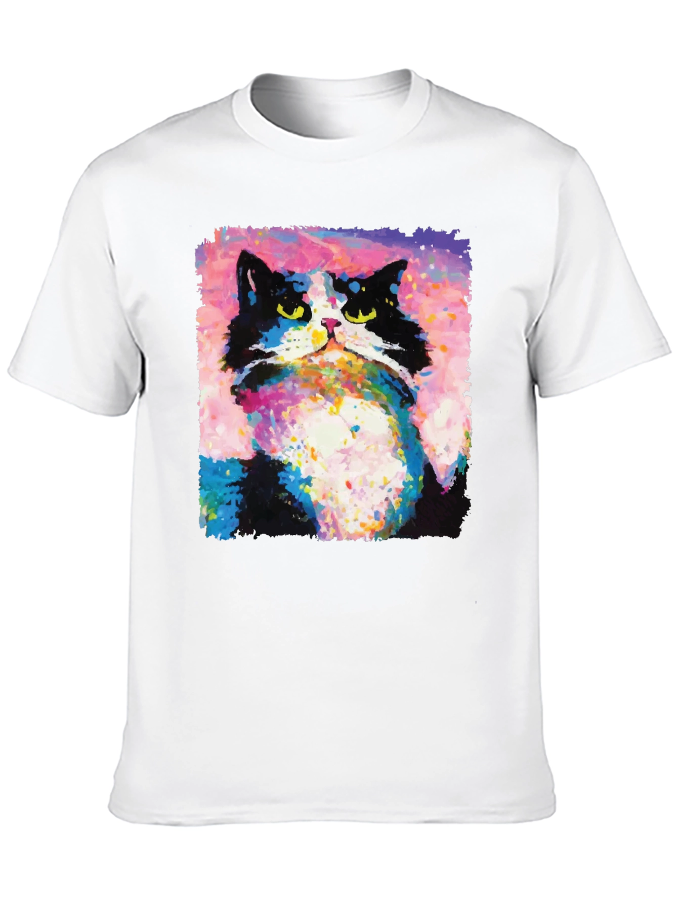 Abstract Cat Graphic Print Crew Neck T-Shirt