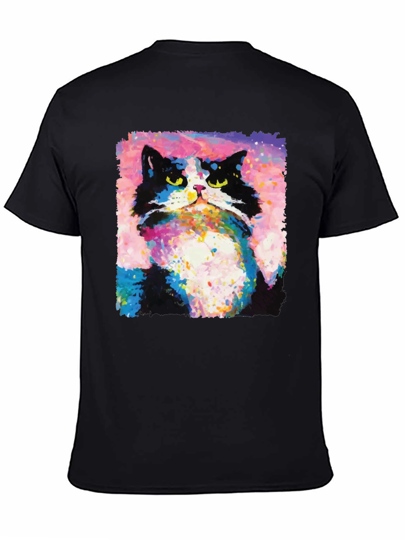 Abstract Cat Graphic Print Crew Neck T-Shirt