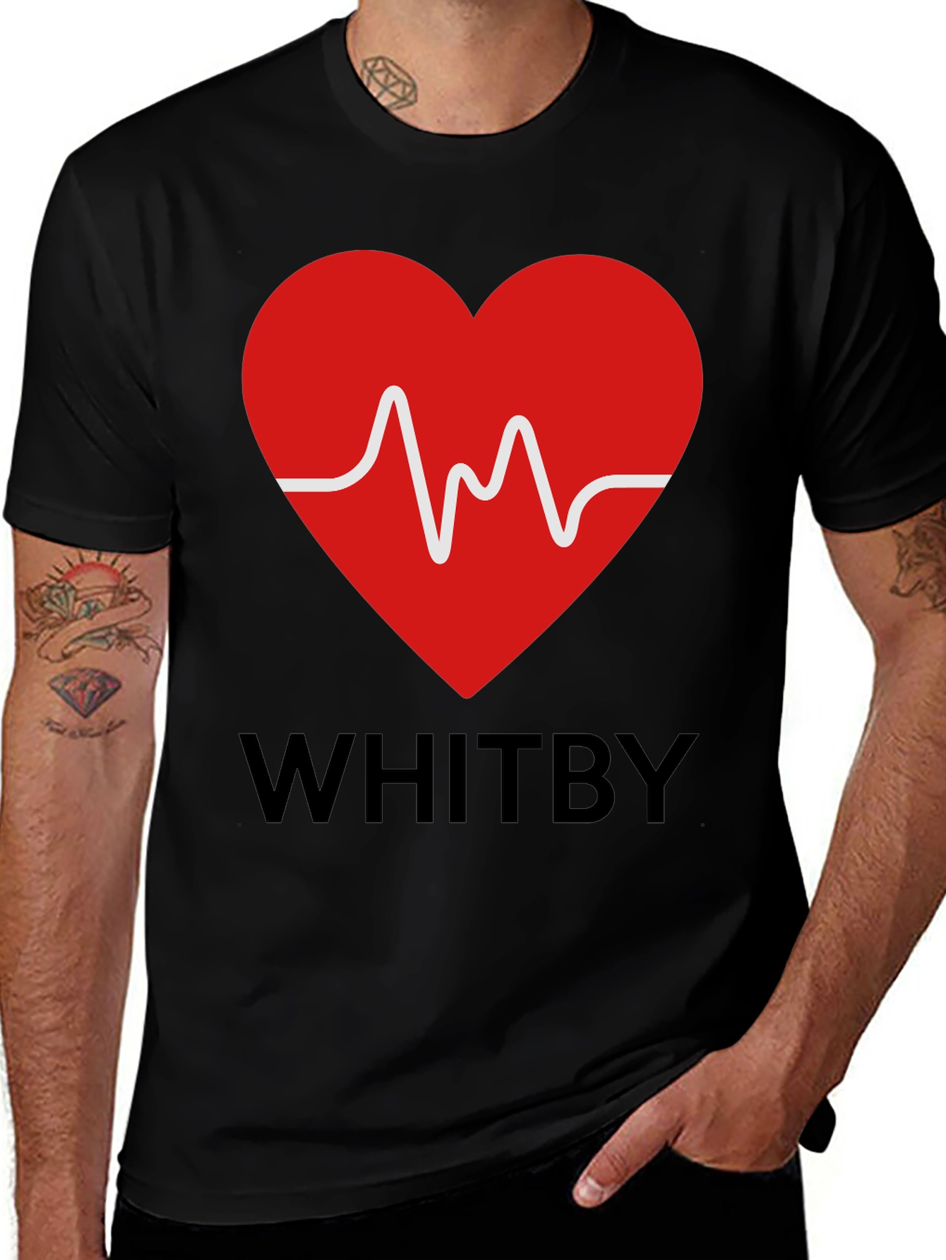 Whitby Heartbeat T-Shirt - Mens Black Graphic Tee