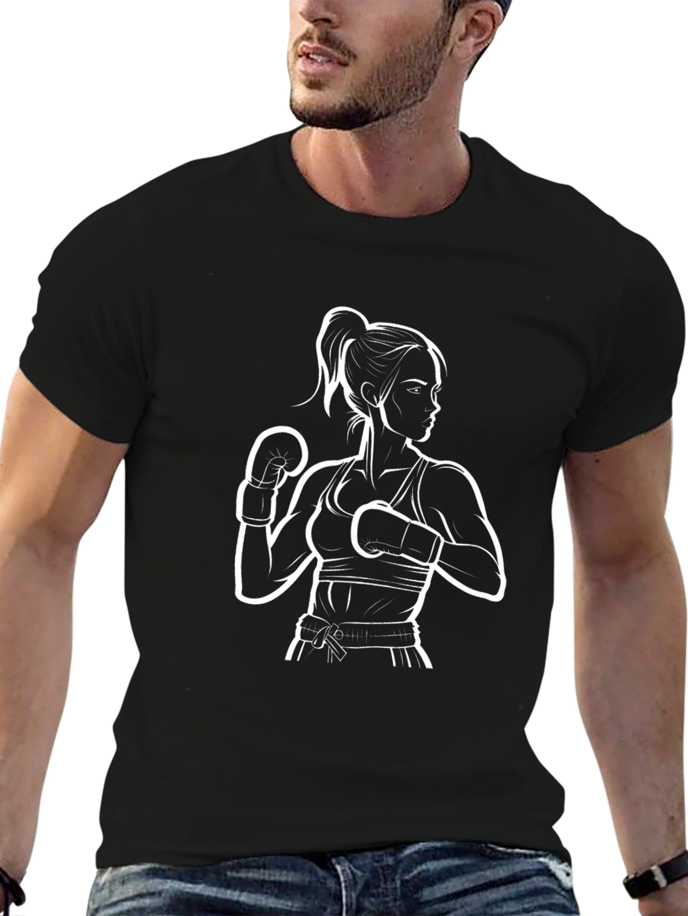 Womens Boxing Graphic Tee - Black